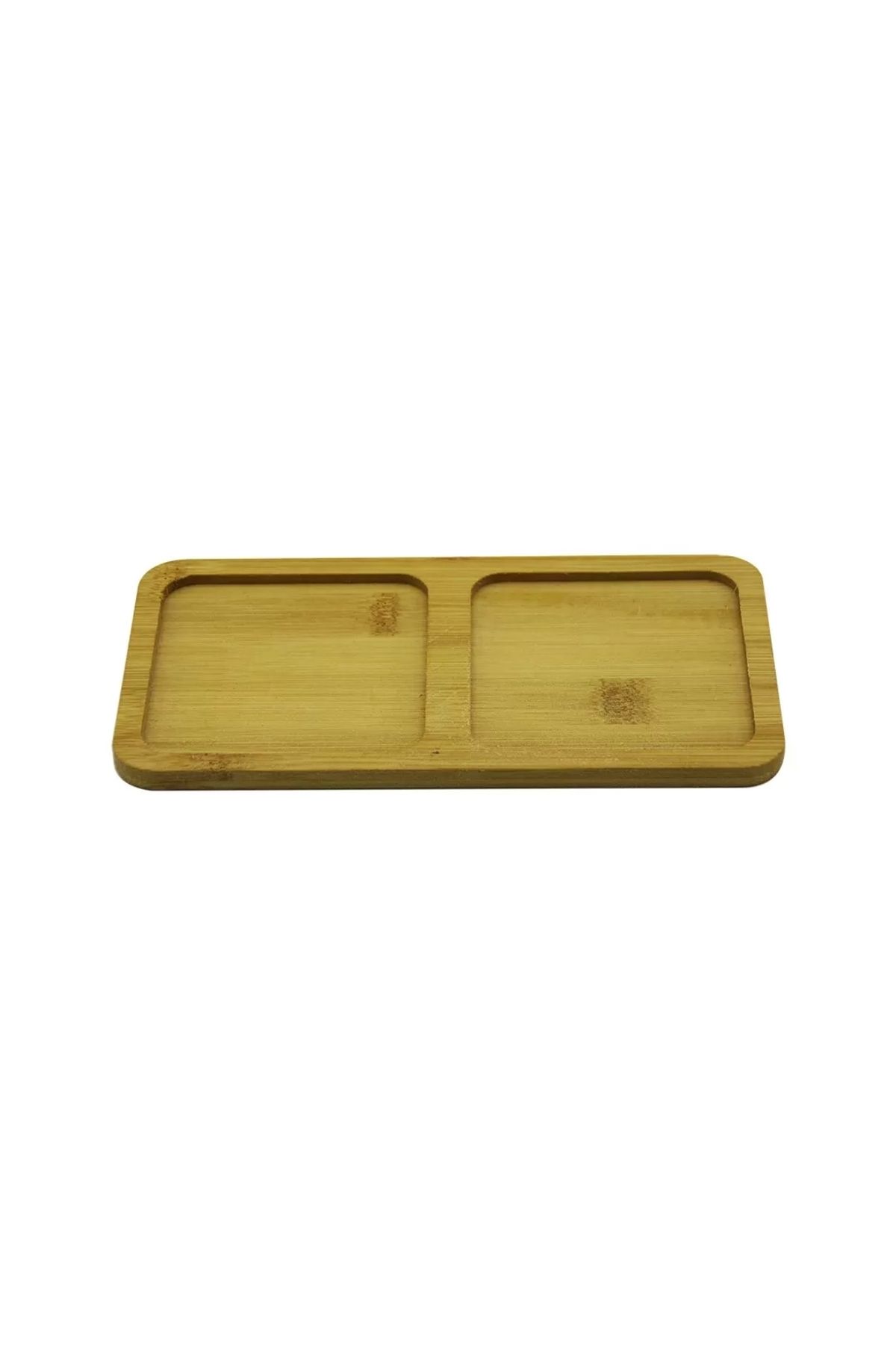 Lenaca Dikdörtgen - 2 Bölmeli - 10x19.5cm Ahşap Bambu Yağdanlık Altlık