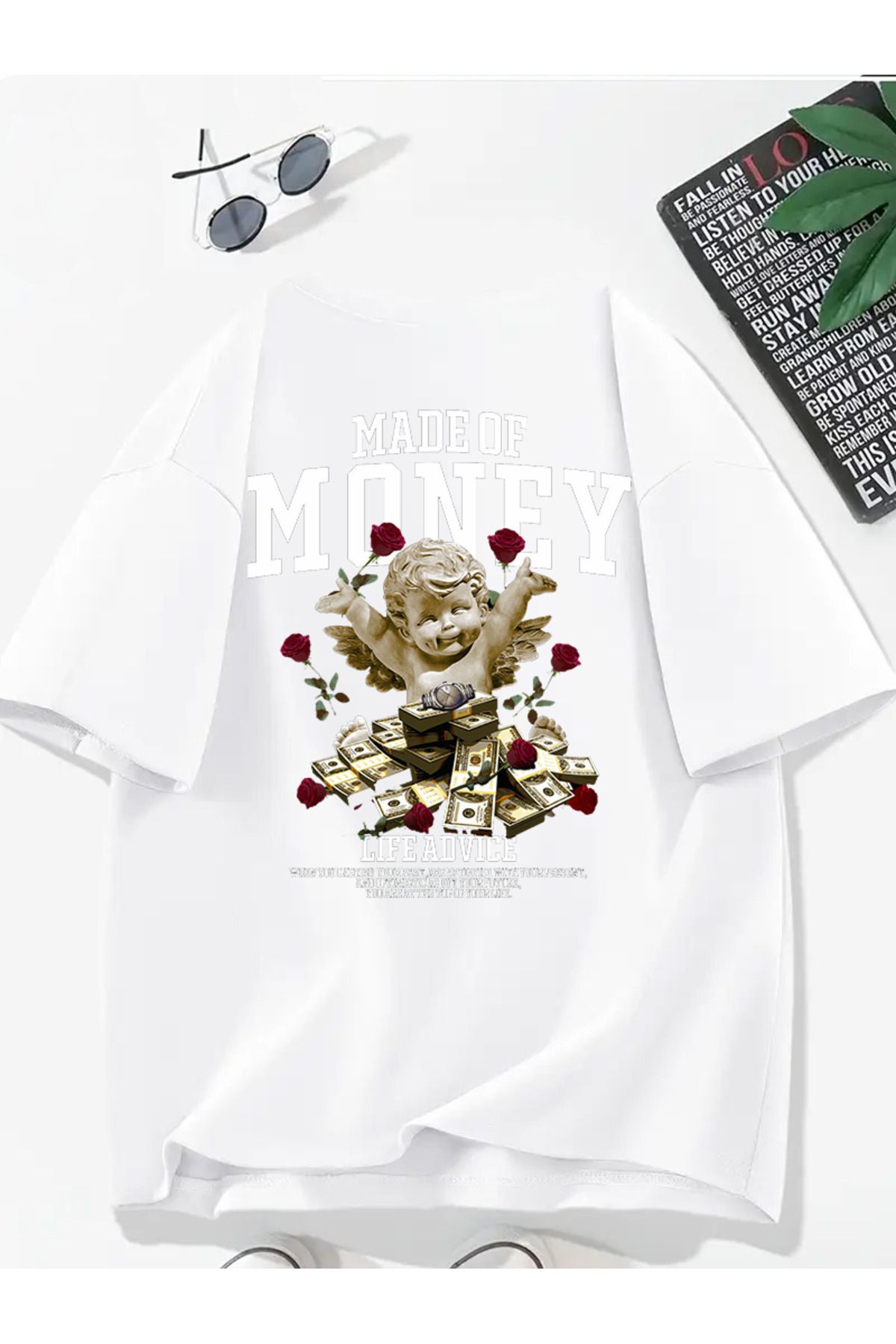 MODA Unisex Oversize Kalıp Made of Money Baskılı T-Shirt