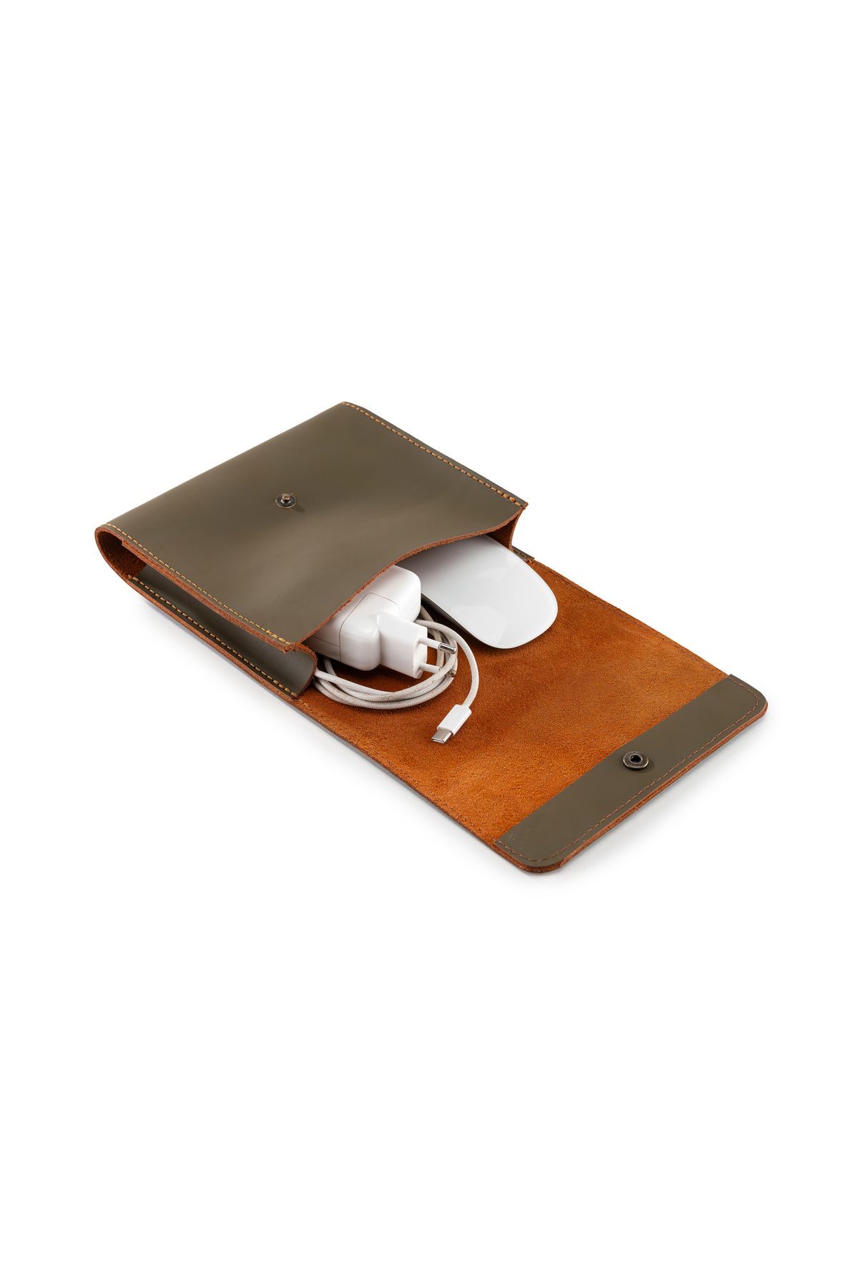 LWA Leather Deri El Yapımı MacBook & iPad Şarj Kılıfı | Laptop ve Tablet Aksesuarları için Kablo Çantası