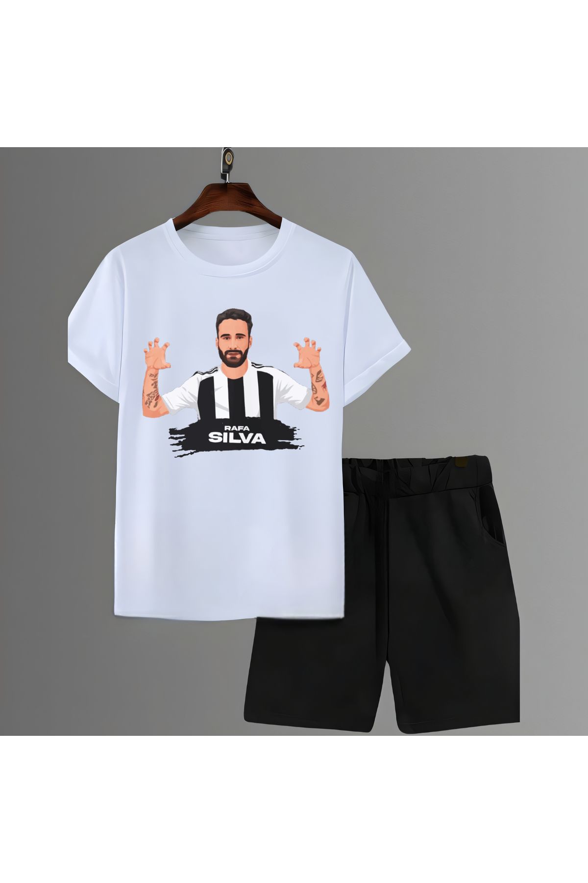 Biy Store Rafa Silva kartal sevinci forma baskılı unisex kadın erkek kısa kollu tişört t-shirt şort takımı