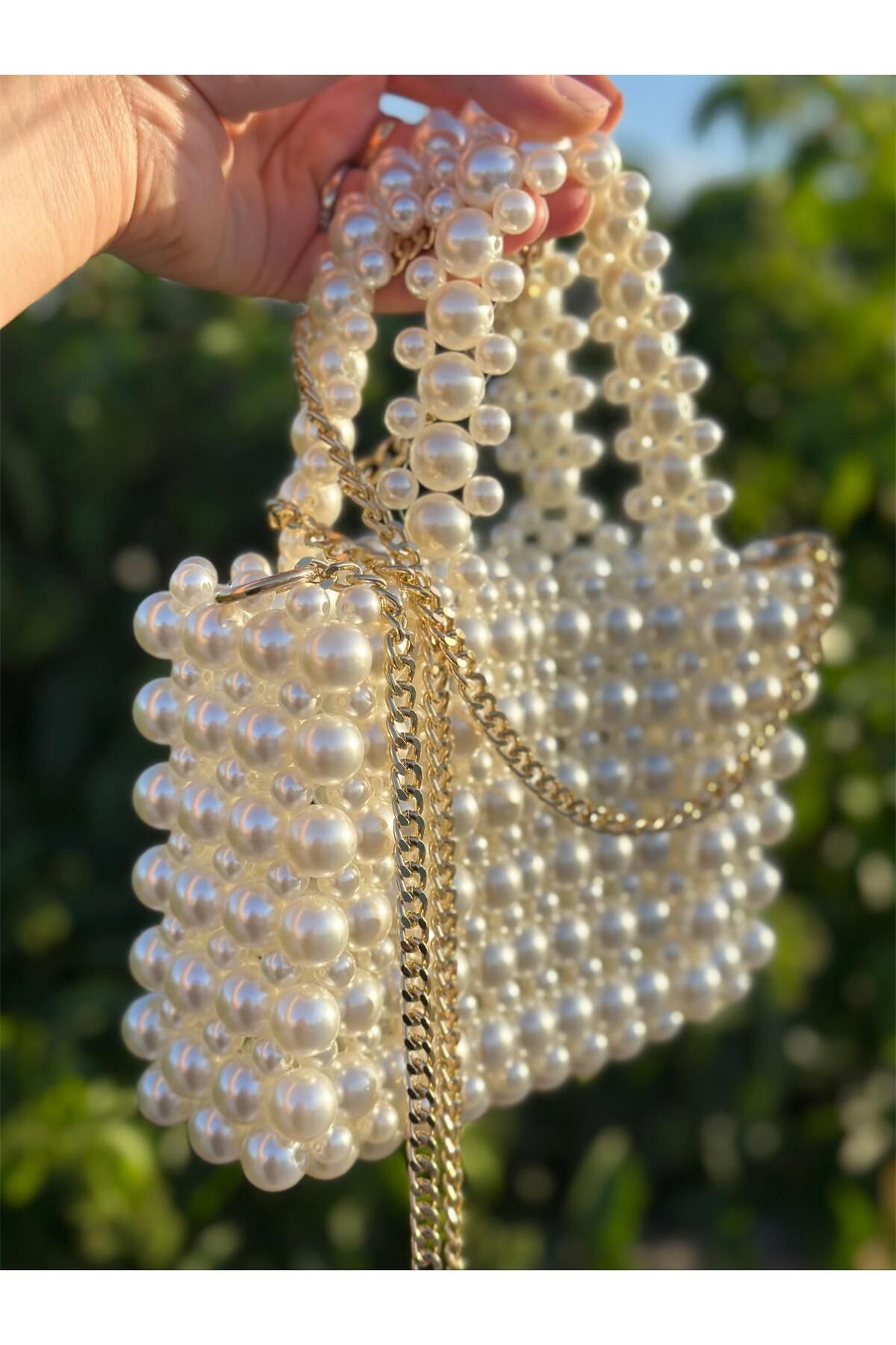Diana Accessory Inci Çanta Incili Çanta Zincir Detaylı (EBAT 17 X 11 CM)
