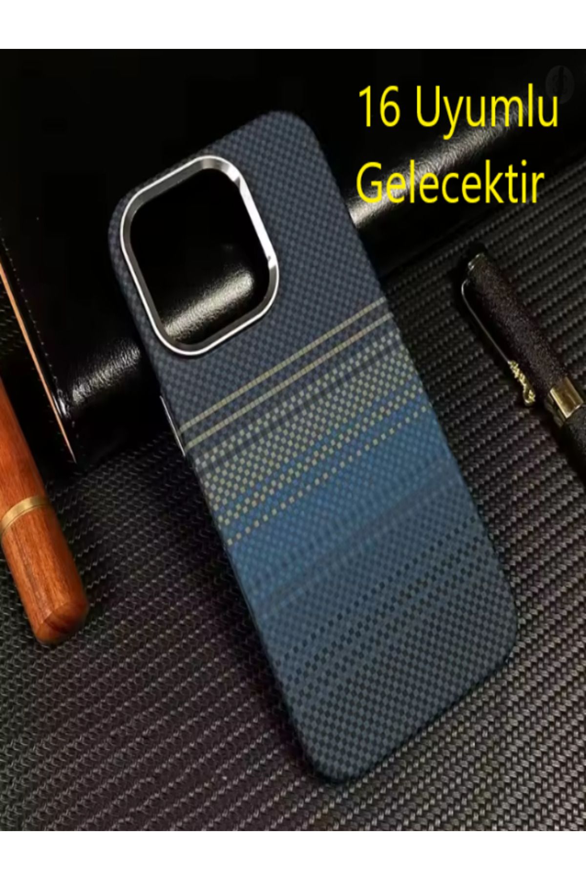 Kılıforyum iPhone 16 Karbon Kılıf Kamera Koruma Metal Çerçeveli Mıknatıslı Magsafe Destekli