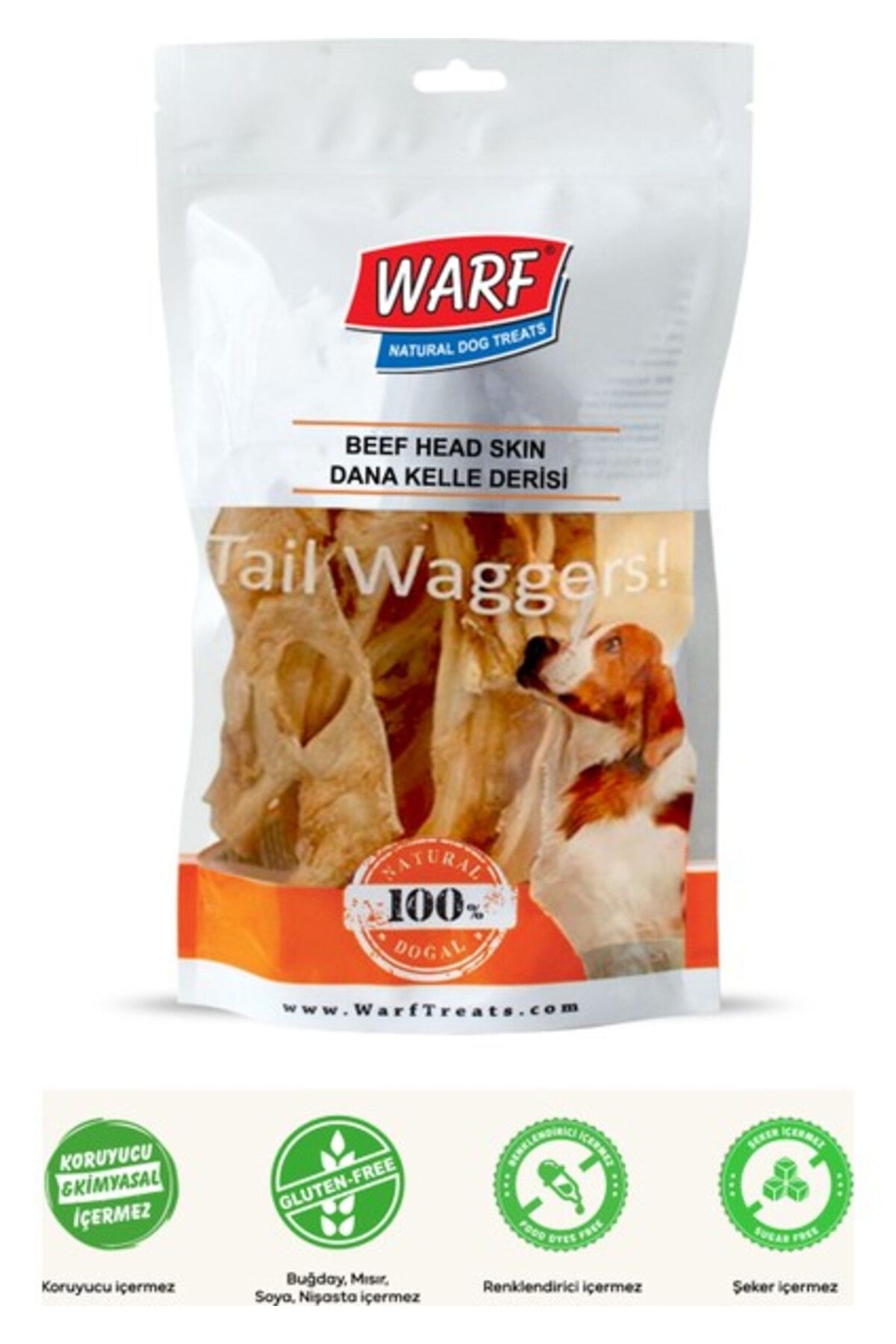 Warf Naturals Kurutulmuş Dana Kelle Derisi Köpek Ödül Maması 120GR.