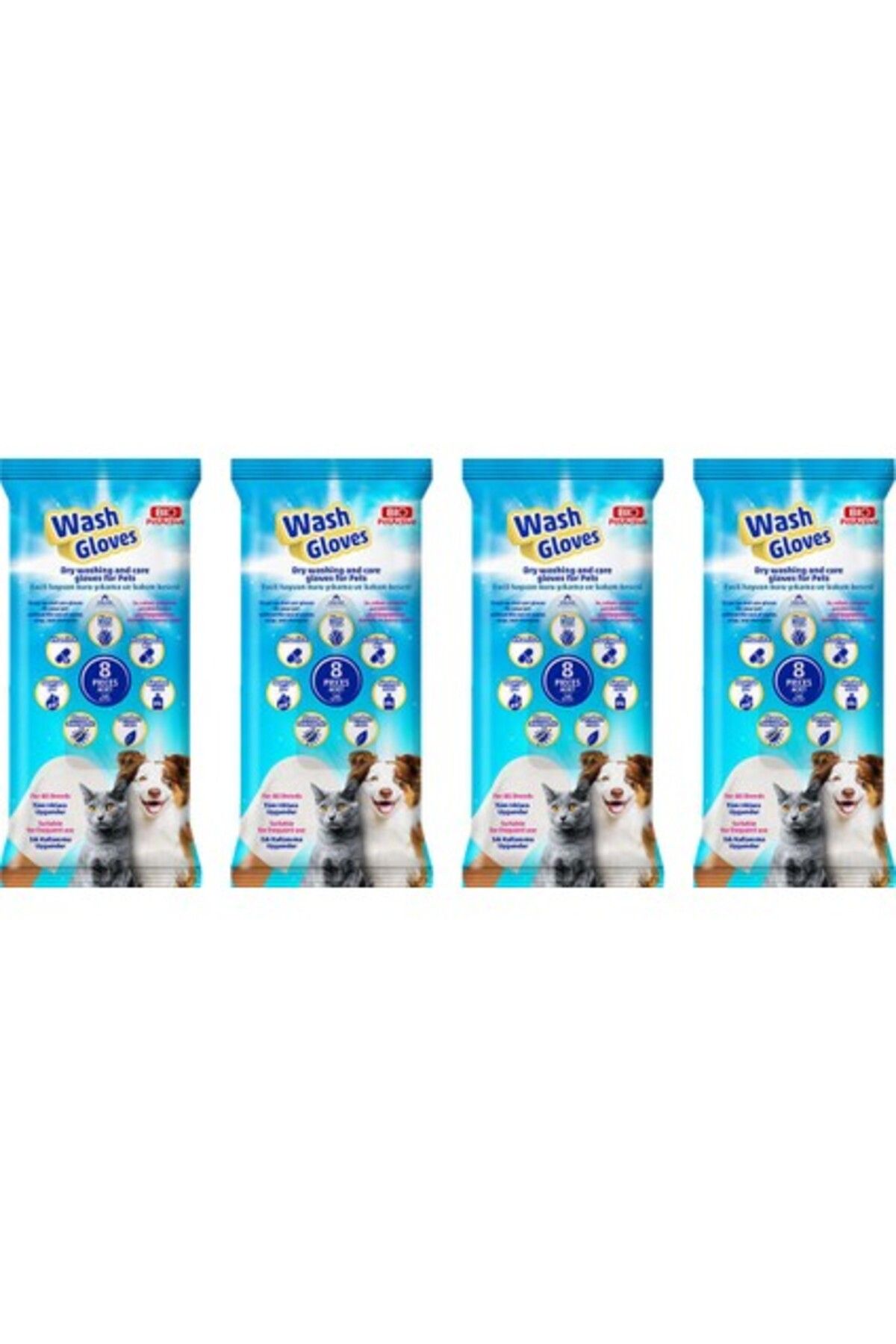 BİO ACTİVE Bio Pet Active Wash Gloves (Evcil Hayvan Kuru Yıkama Kesesi) 4 Paket