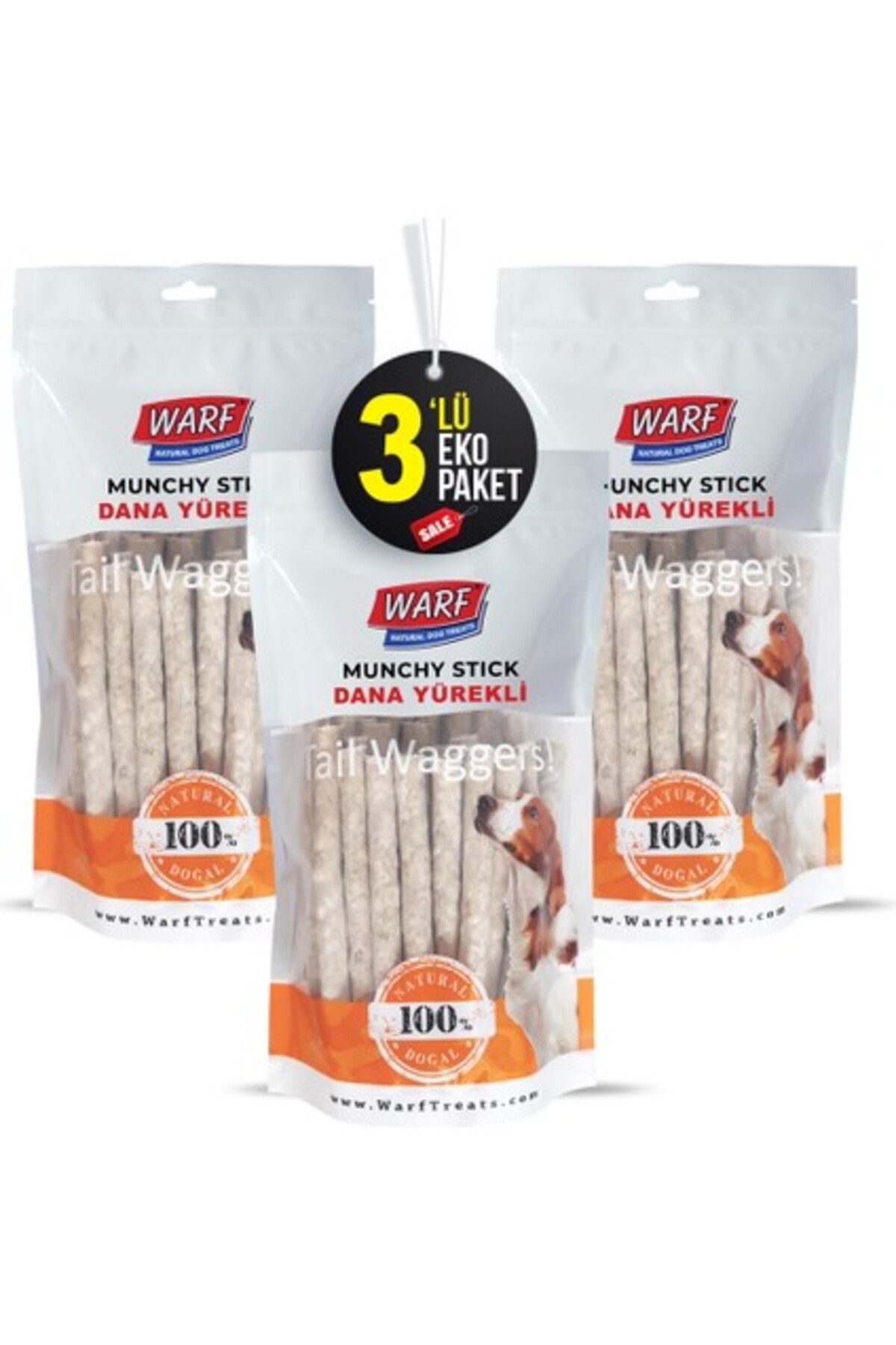 Warf Doğal Dana Yürekli Munchy Çubuk 3 Paket X 400 G