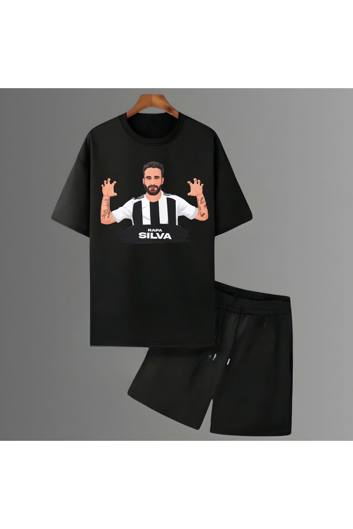 Biy Store Rafa Silva kartal sevinci forma baskılı unisex kadın erkek kısa kollu tişört t-shirt şort takımı
