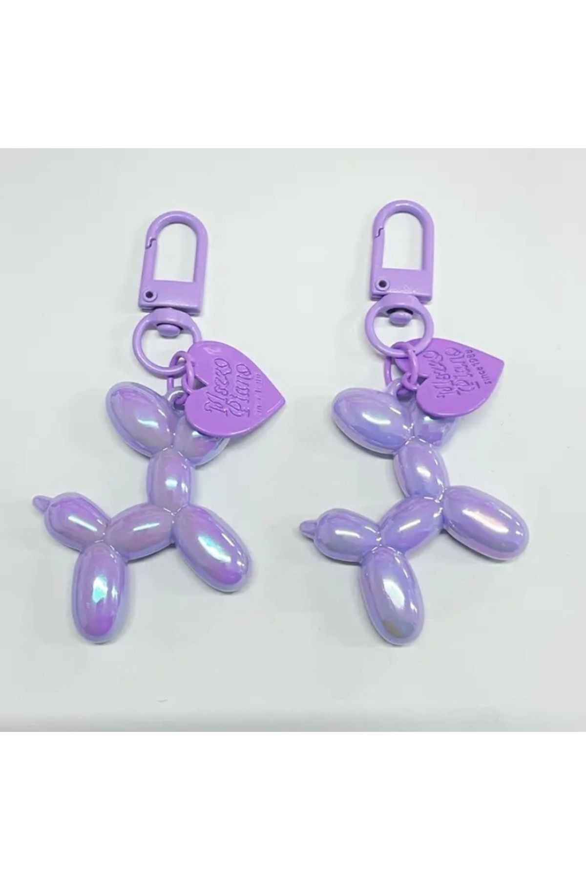 Accessories Vanilla Avenue Mor Parlak Balon Köpek Kalp Detaylı Zarif Kadın Anahtarlık Aksesuar