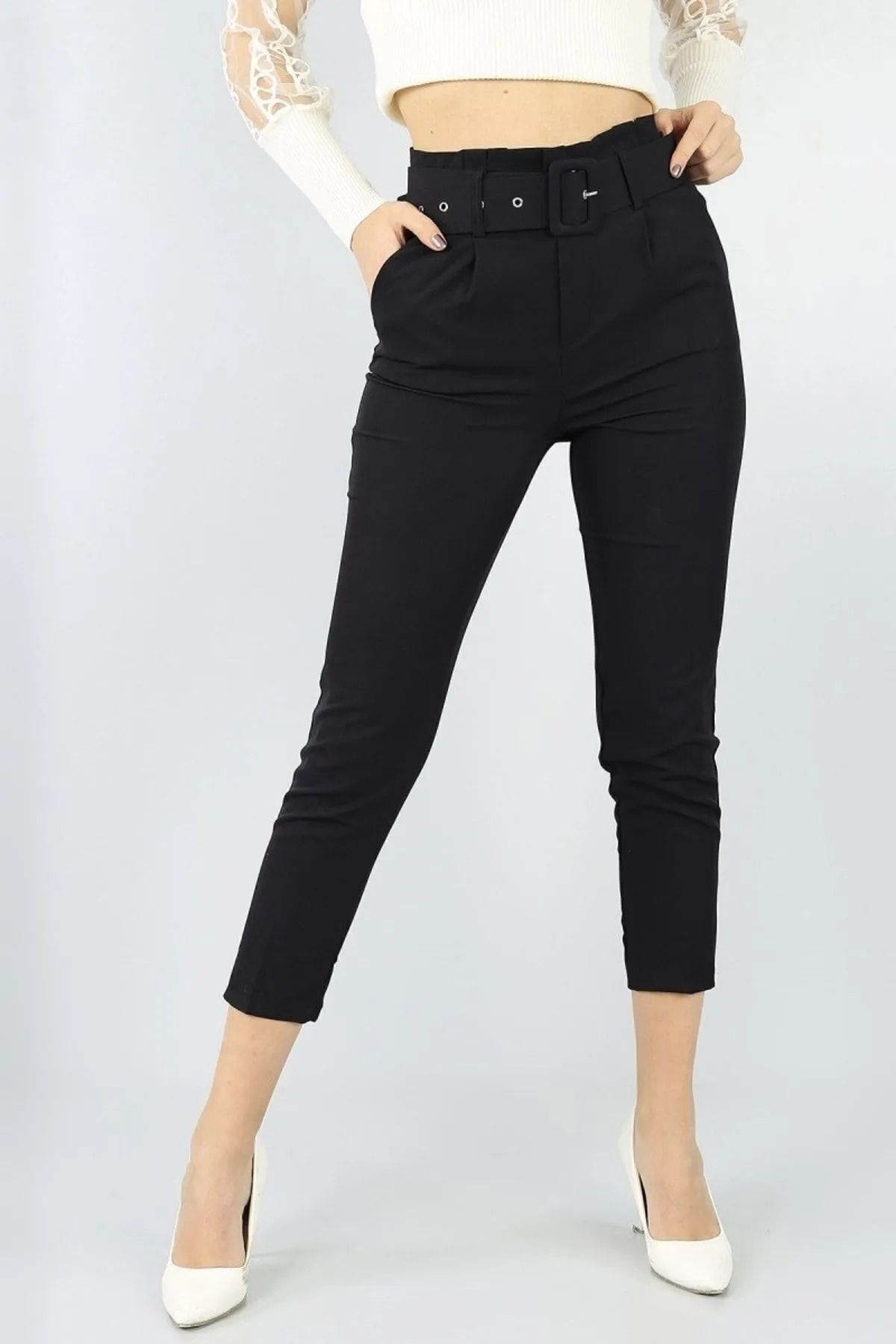 Rift Jeans Slim Fit Havuç Paça Kemerli Pantolon