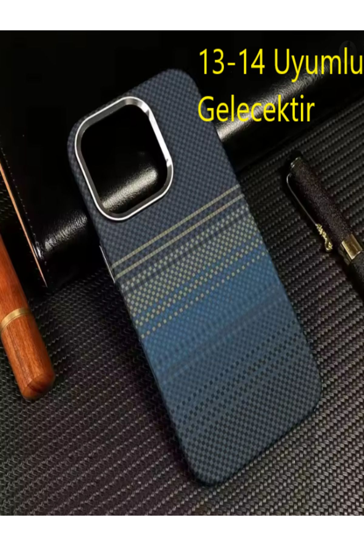 Kılıforyum iPhone 13 - 14 Karbon Kılıf Kamera Koruma Metal Çerçeveli Mıknatıslı Magsafe Destekli