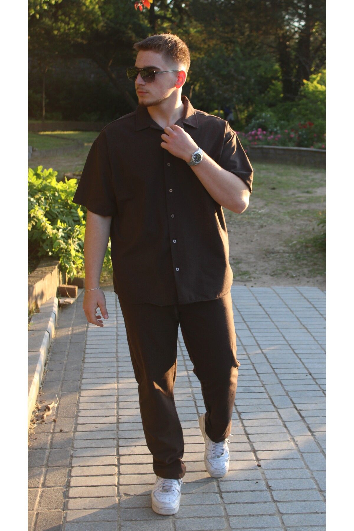 Alpha star Keten Baggy Pantalon Oversize Gömlek Takım