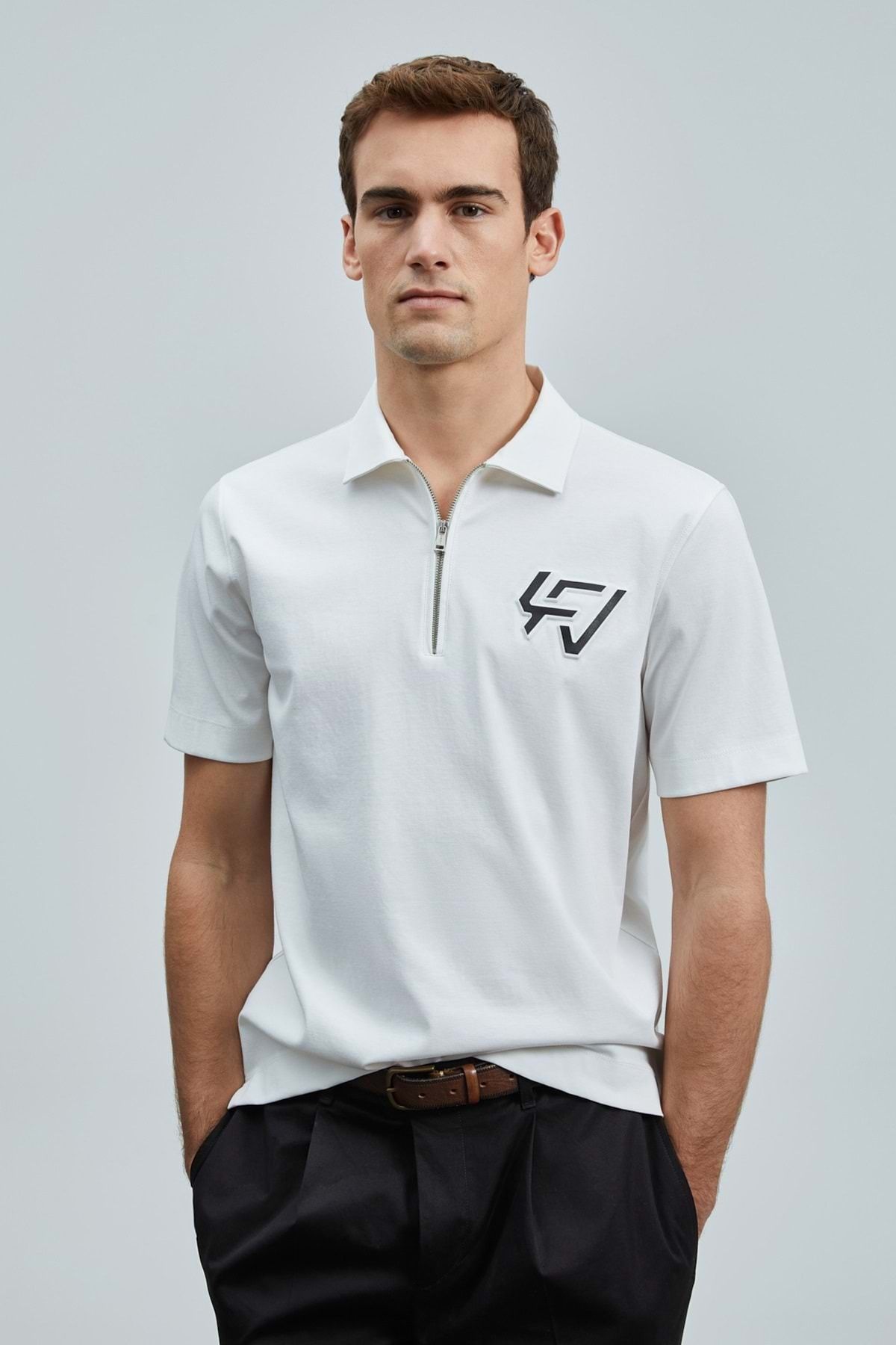 Kocamanlar Ayakkabı Lufian 111040224 Slash Smart Polo Yaka Tişort Erkek T-Shirt BEYAZ