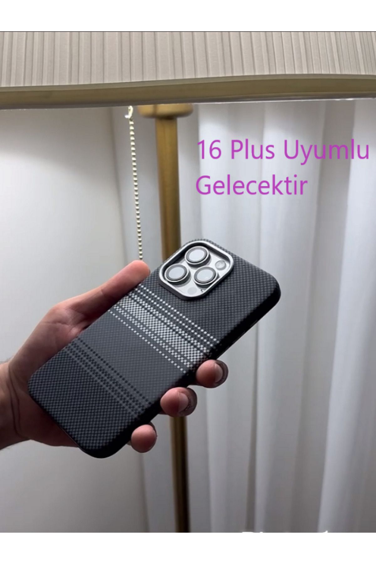 Kılıforyum iPhone 16Plus Karbon Kılıf Kamera Koruma Metal Çerçeveli Mıknatıslı Magsafe Destekli