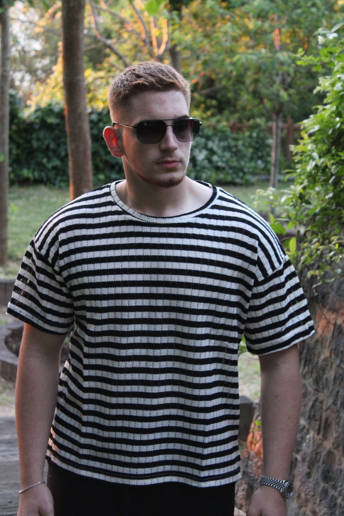 Alpha star Triko Çizgili T-Shirt