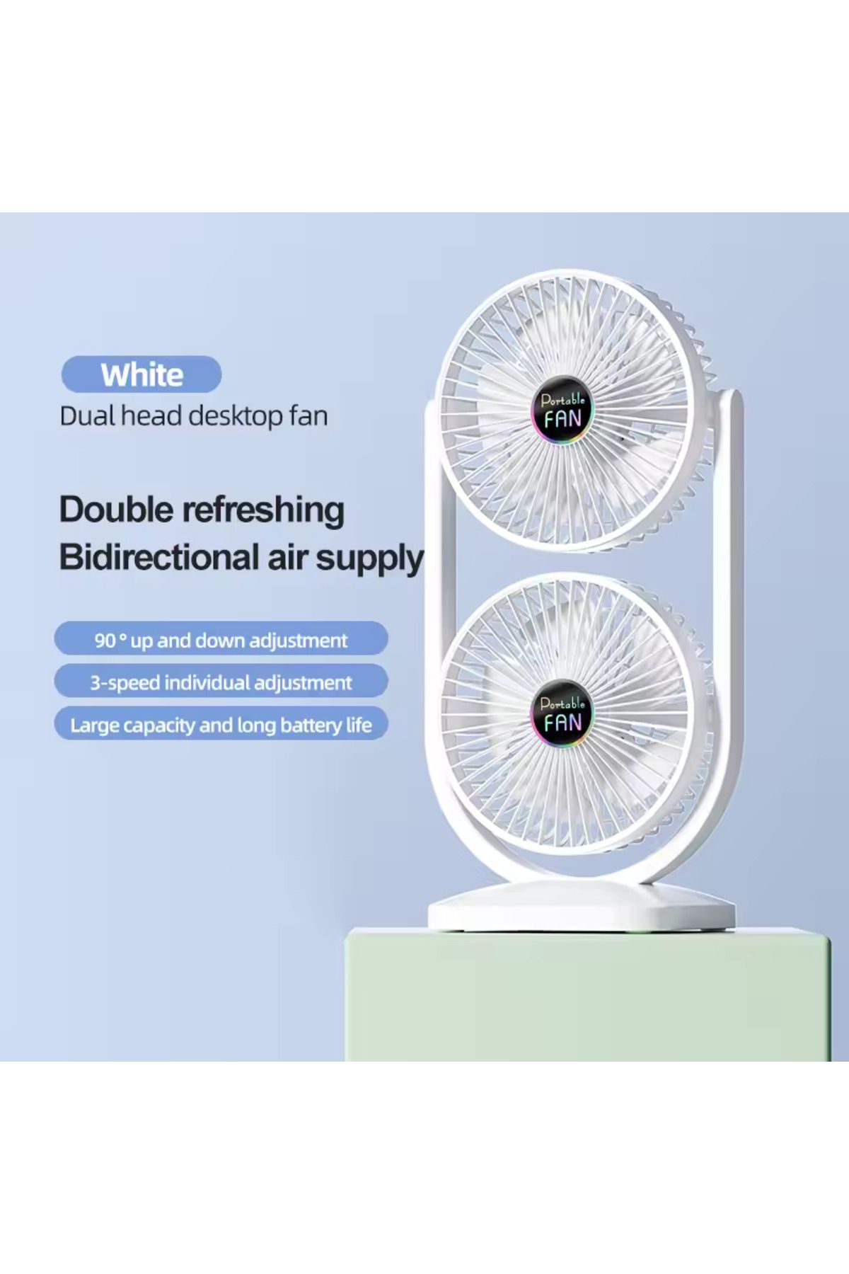 Aırstorr 2'si1 Arada Çift Başlı Fan İç ve Dış Mekan için İdeal Ayrı Yukarı Aşağı Kontrol, Çift Yönlü Soğutma