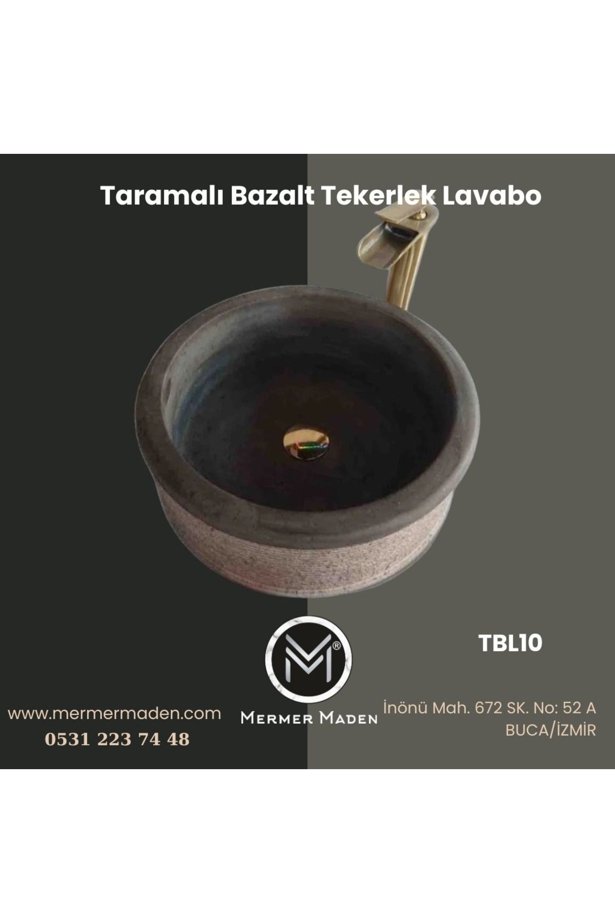 entrend11 Taramalı Bazalt Tekerlek Lavabo