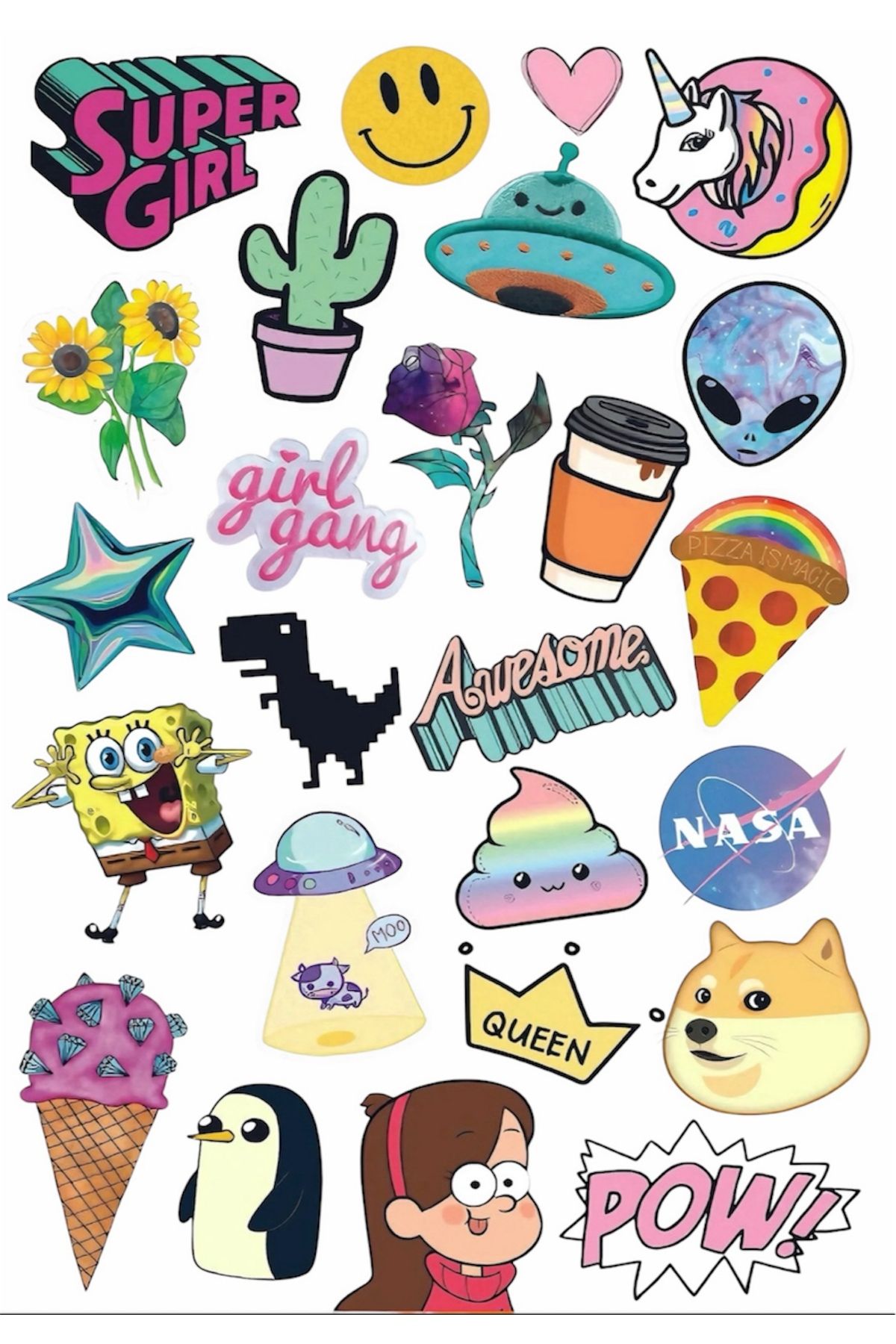 Limitless Design Renkli Karakter Sticker Seti - Parça | Laptop & Defter Süsleme