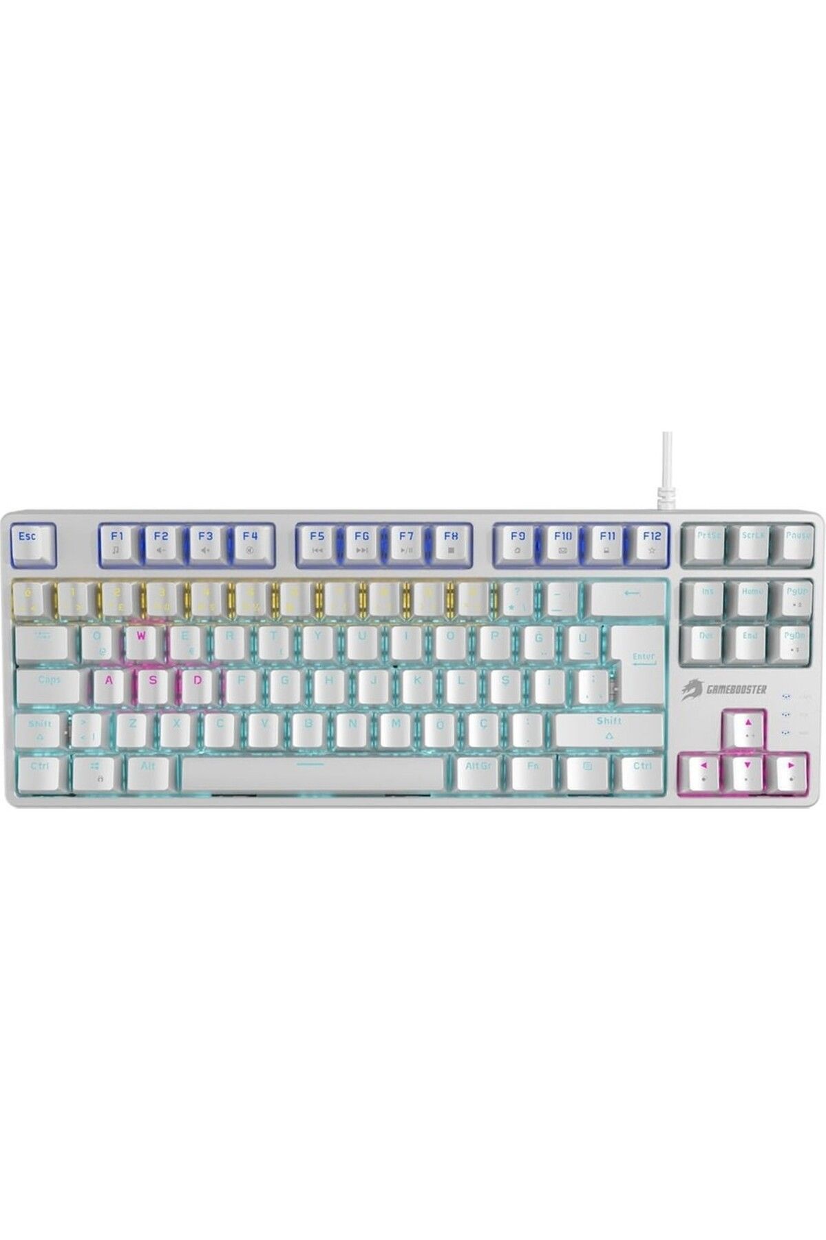 GAMEBOOSTER G23W Enigma TKL Rainbow Aydınlatmalı Red Switch Mekanik Beyaz Oyun Klavyesi