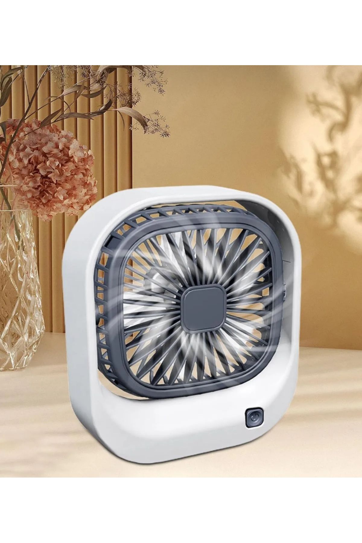 Blic Şarjı Masaüstü Vantilatör / 3 Kademe Mini Fan / Araç İçi Fan
