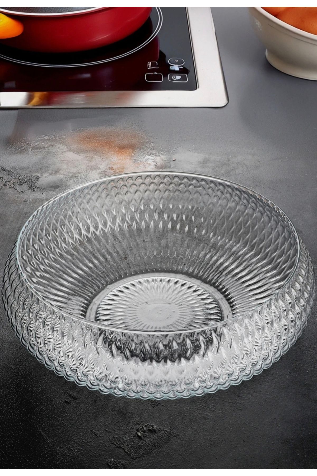 Home Lüx Şık Cam Büyük Boy Salata Kasesi 26 cm