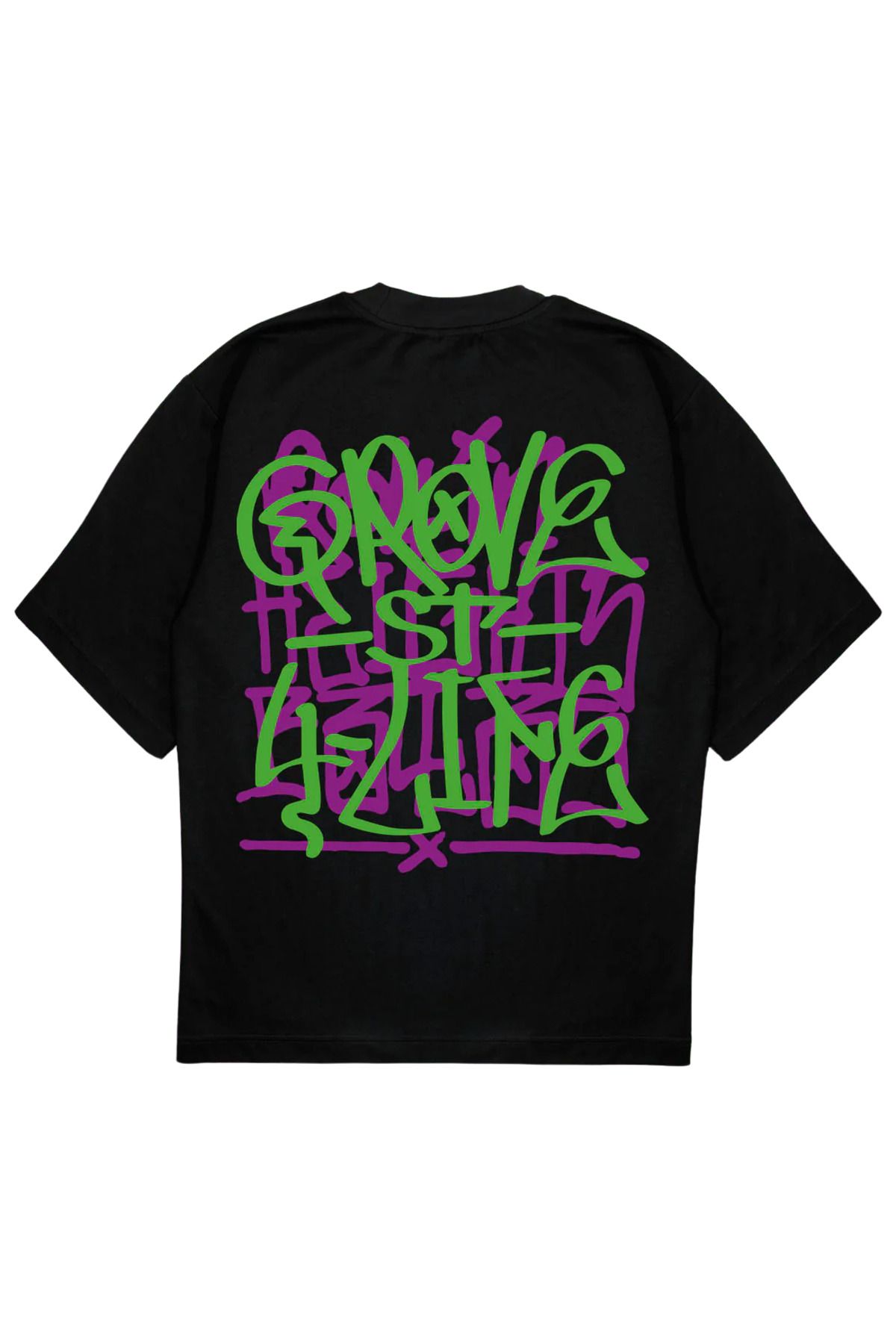 SVART WEAR GROVE STREET T-Shirt OVERSIZE tişört 4 line siyah