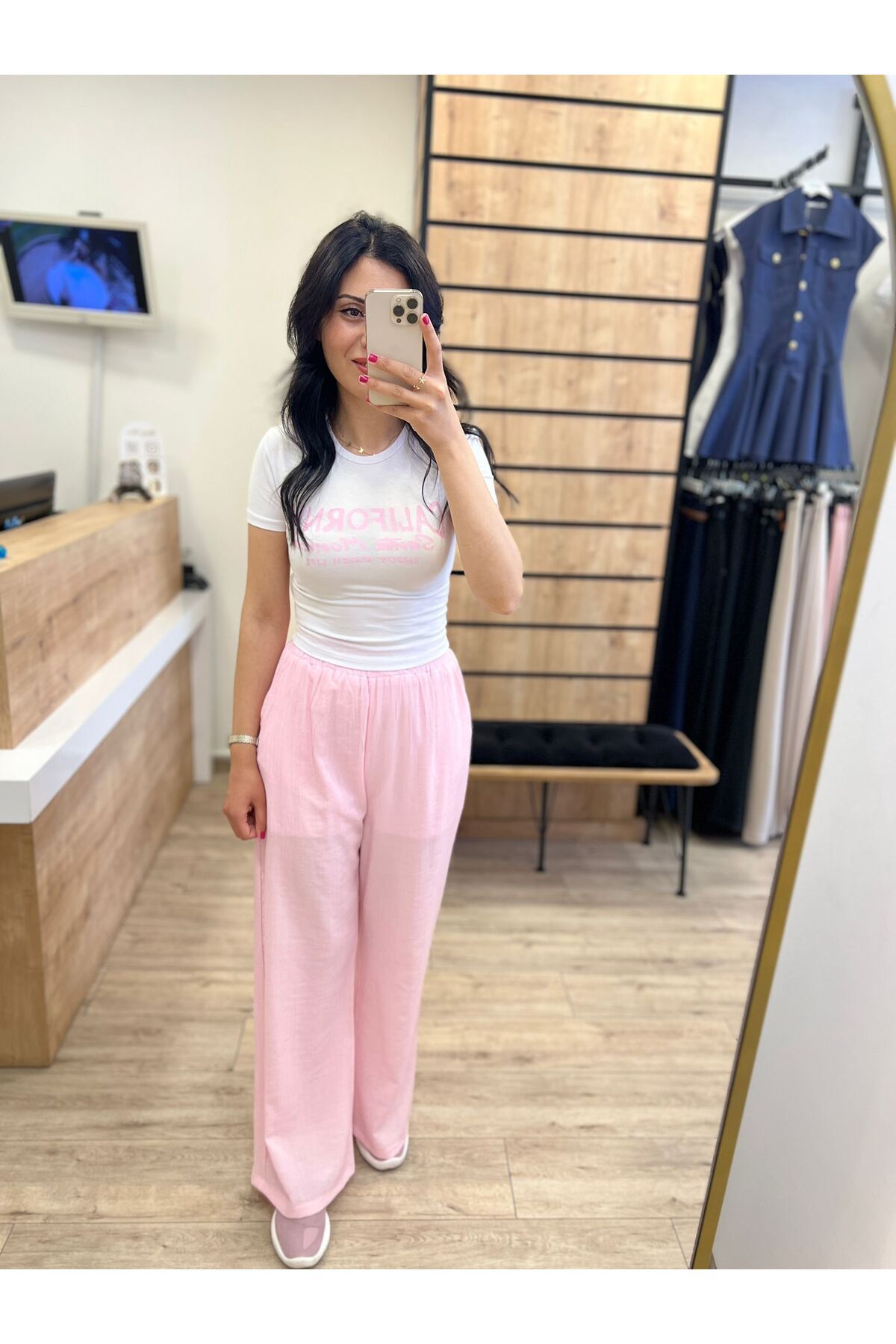 beyazmoda Pembe Palazzo Pantolon