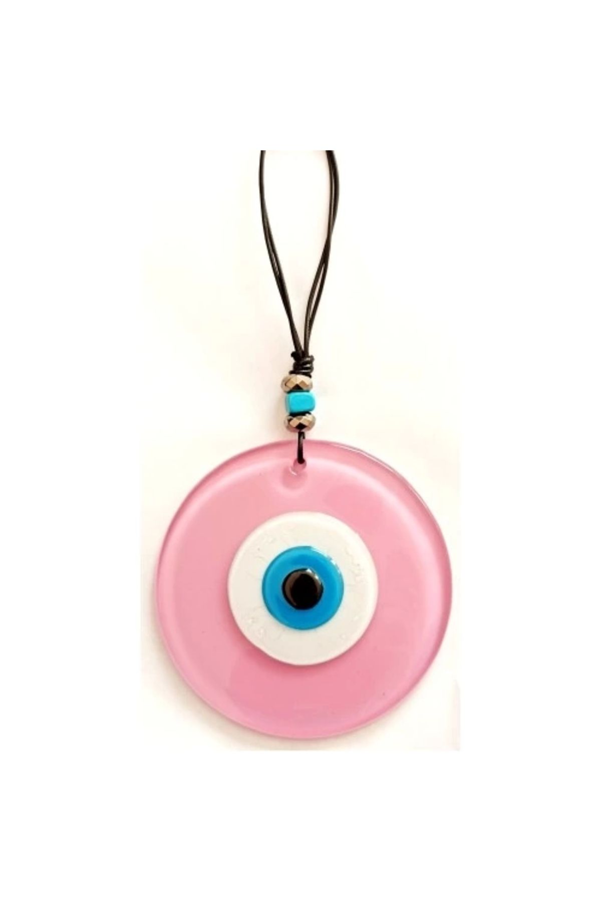 Lenaca Pembe Renk Cam Nazar Boncuklu El Yapımı Özel Tasarım Duvar Süsü Hediyelik Eşya