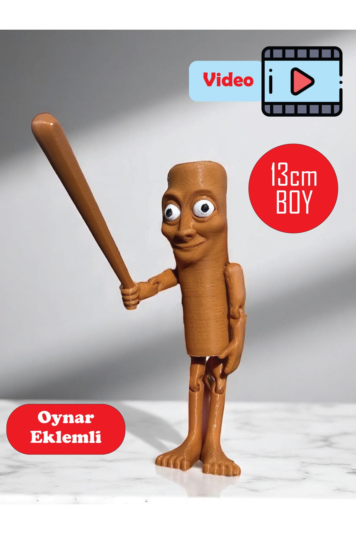 GiginGo Tung Tung Tung Sahur Figürü 13 cm Oynar Eklemli - Tung Tung Tung Sahur Brainrot Figür