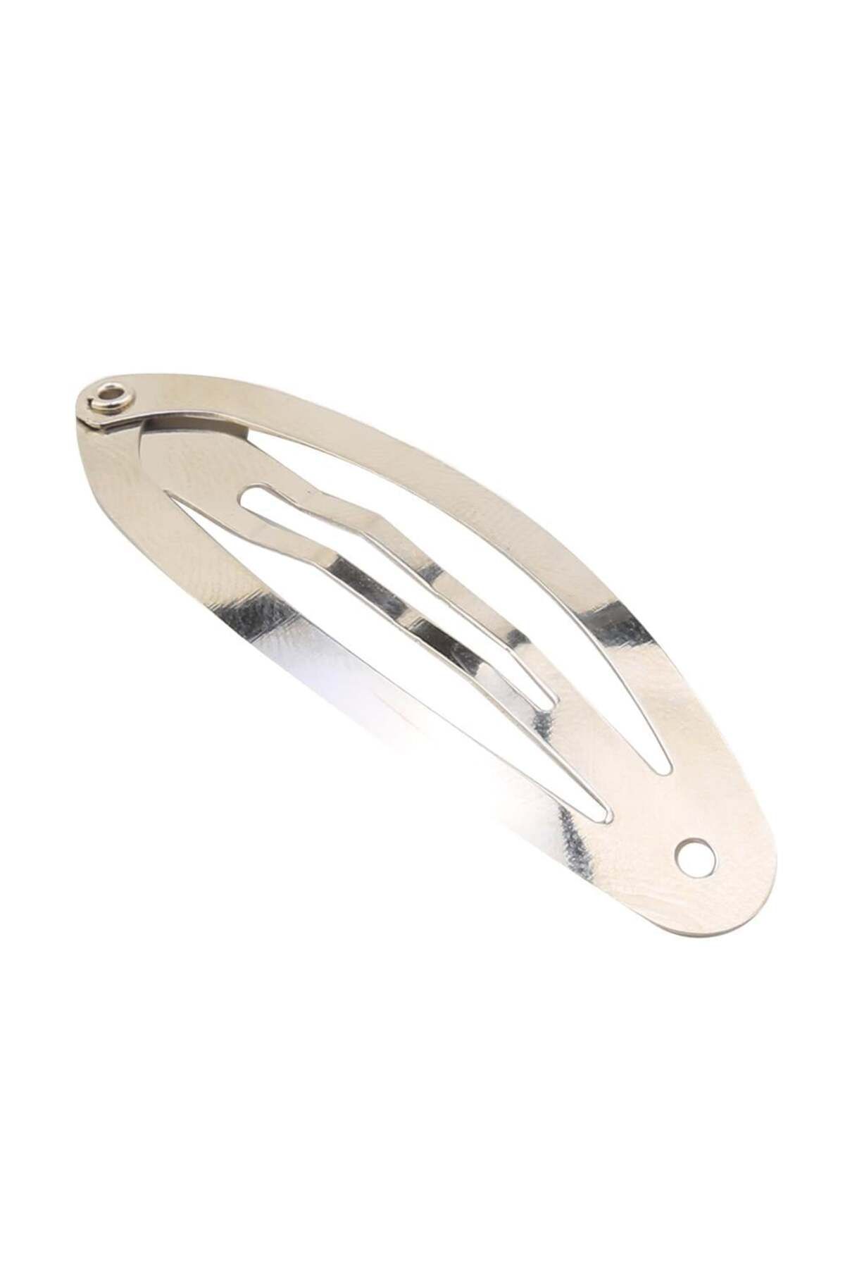BEİLYS COSMETİCS & ACCESSORY 6 Cm Gümüş Klipsli Çıt Çıt Toka Aparatı - Metal Çıt Çıt Toka Aparatı - 20 Adet