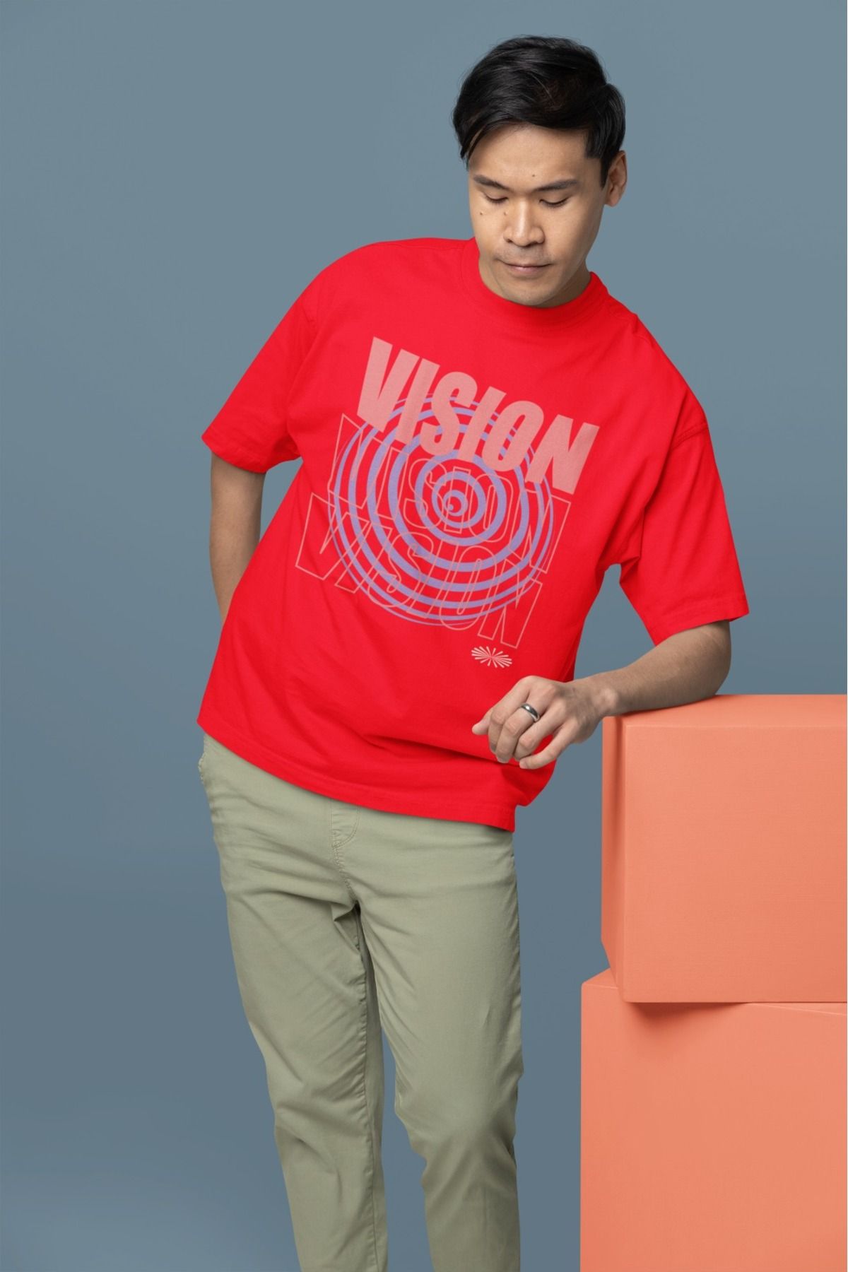 Butik %100 PAMUK ERKEK/KADIN -VISION 1- TRANSFER BASKILI YUVARLAK YAKA KISA KOL TİŞÖRT