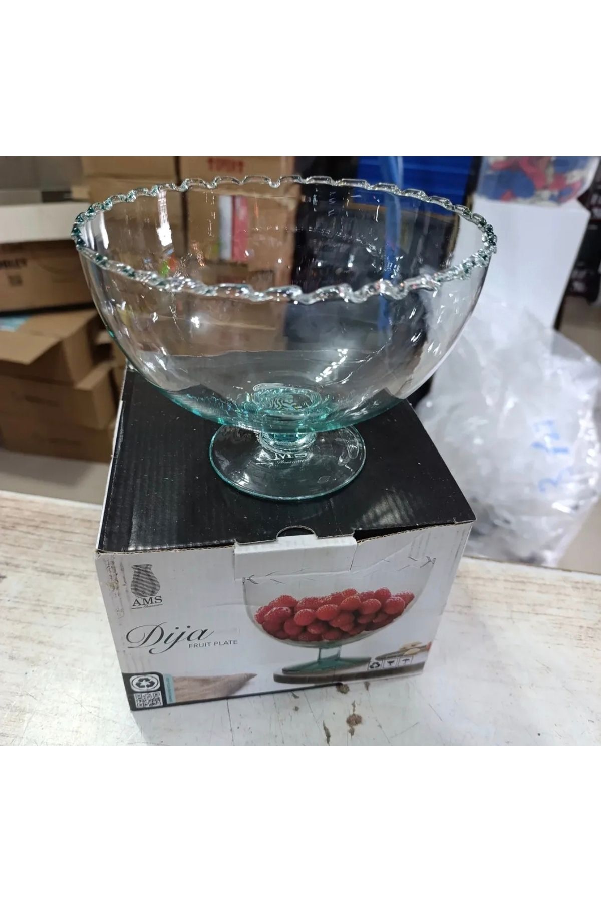 Home Dija Ayaklı Cam Büyük Boy Meyvelik Sunumluk