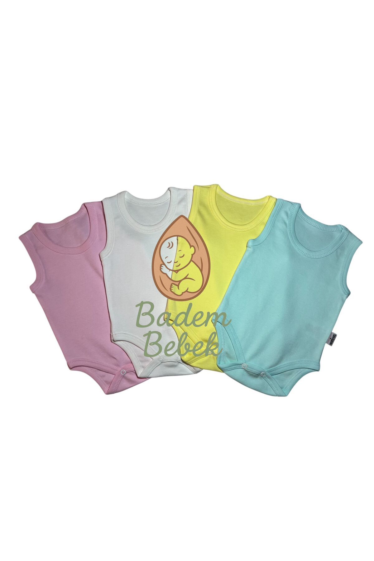 yumiyum BADEM BEBEK %100 PAMUK BODY ZIBIN 4'LÜ ÇITÇITLI SET