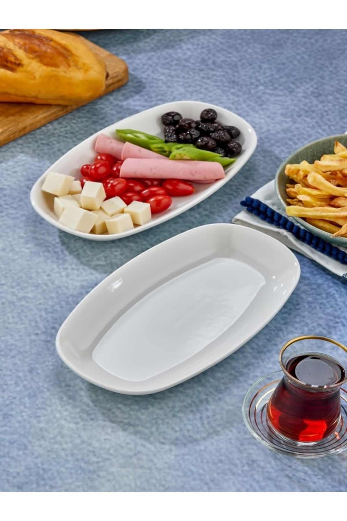 Home 2 li porselen kayık tabak