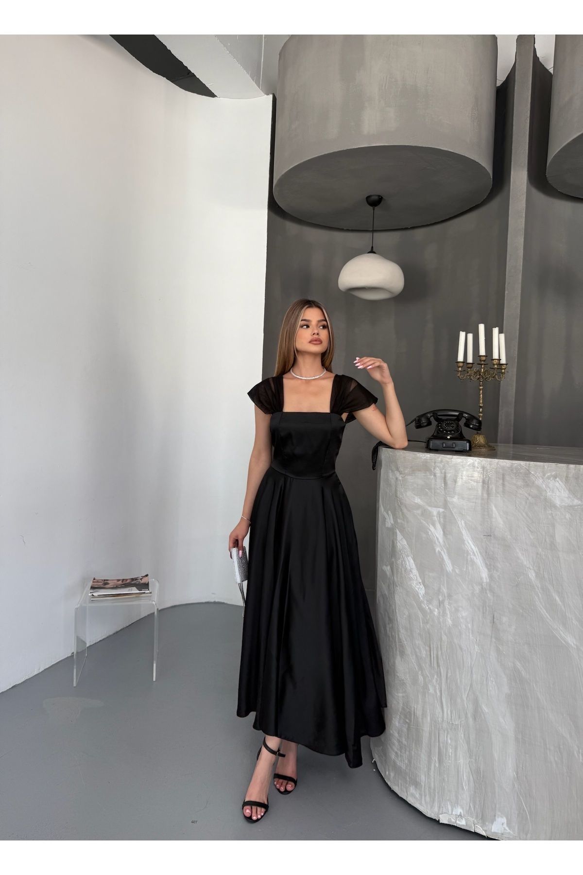 NOVEMBER Fashion Midi Boy Drapeli Şık Elbise