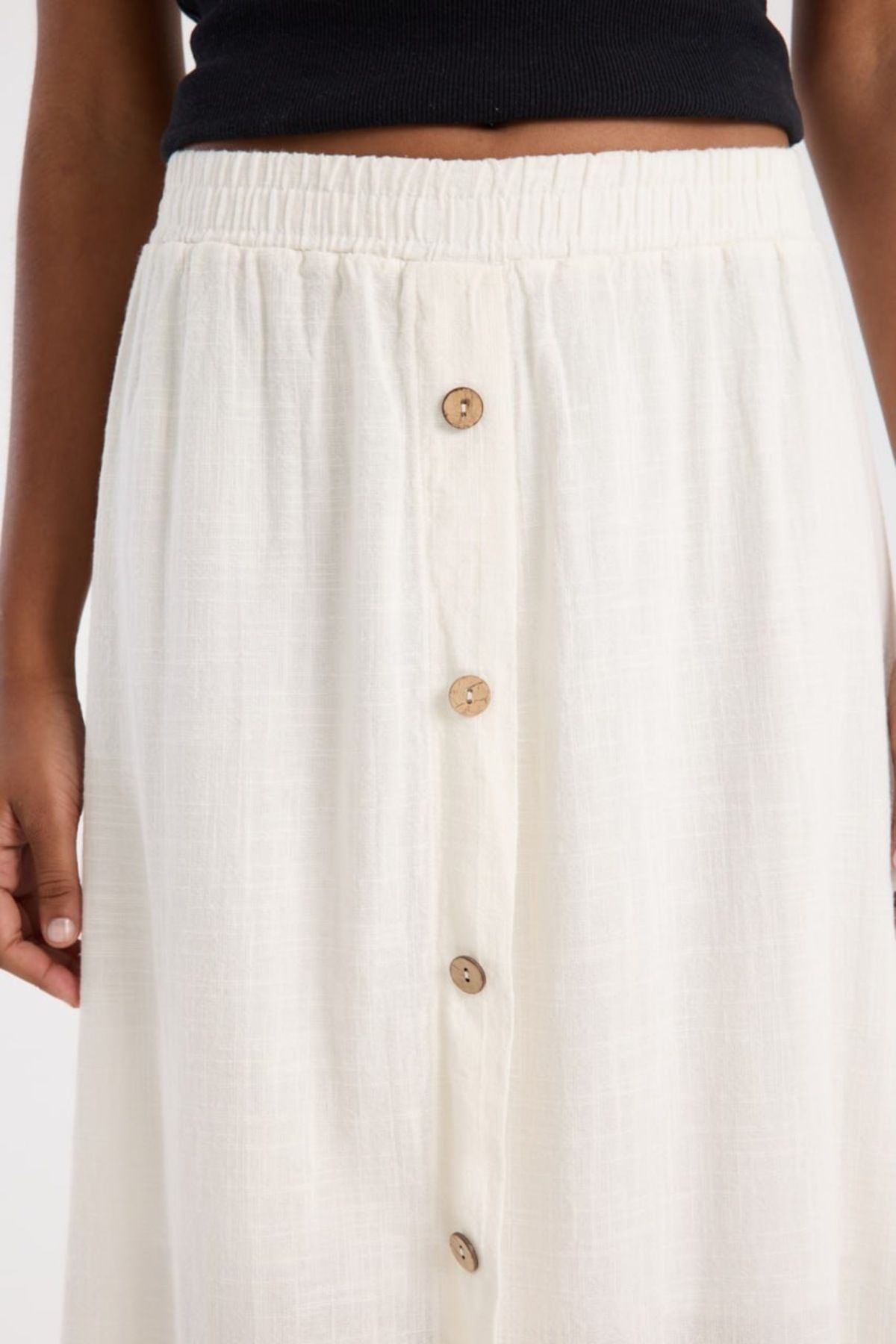 İLKCET MODA-Front Button Detailed Midi Skirt 5