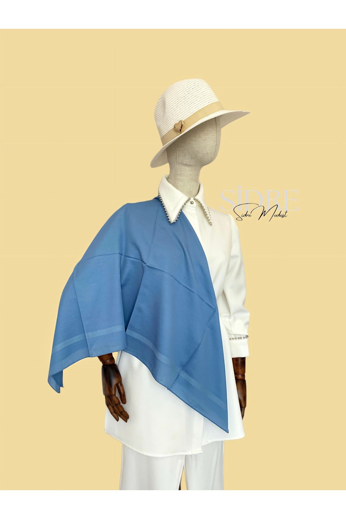 SİDRE MODEST Soft Sade Mavi Eşarp