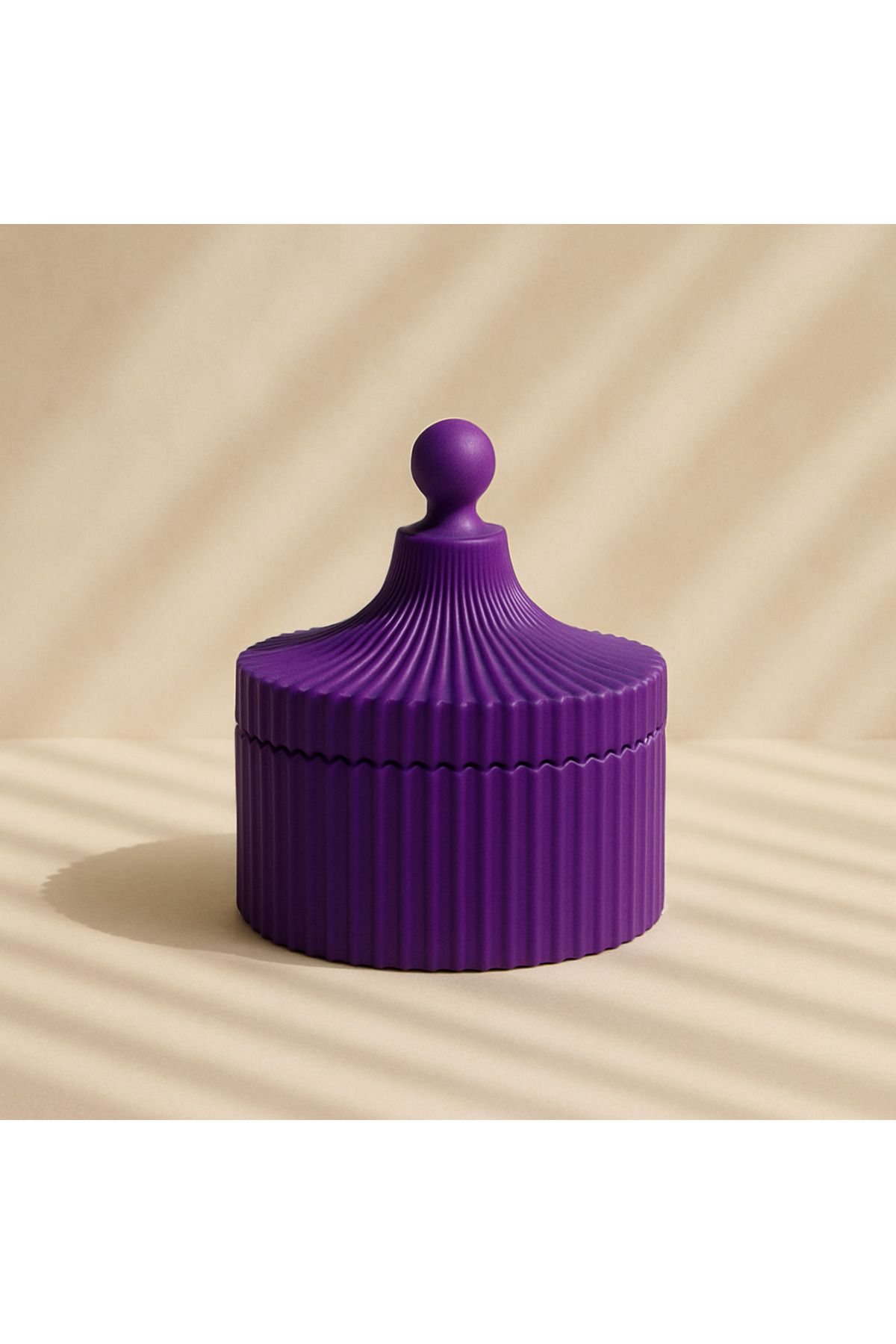 Omerella Şık Kapaklı Dekoratif Beton Organizer / Kutu / Takılık Mumluk Mor