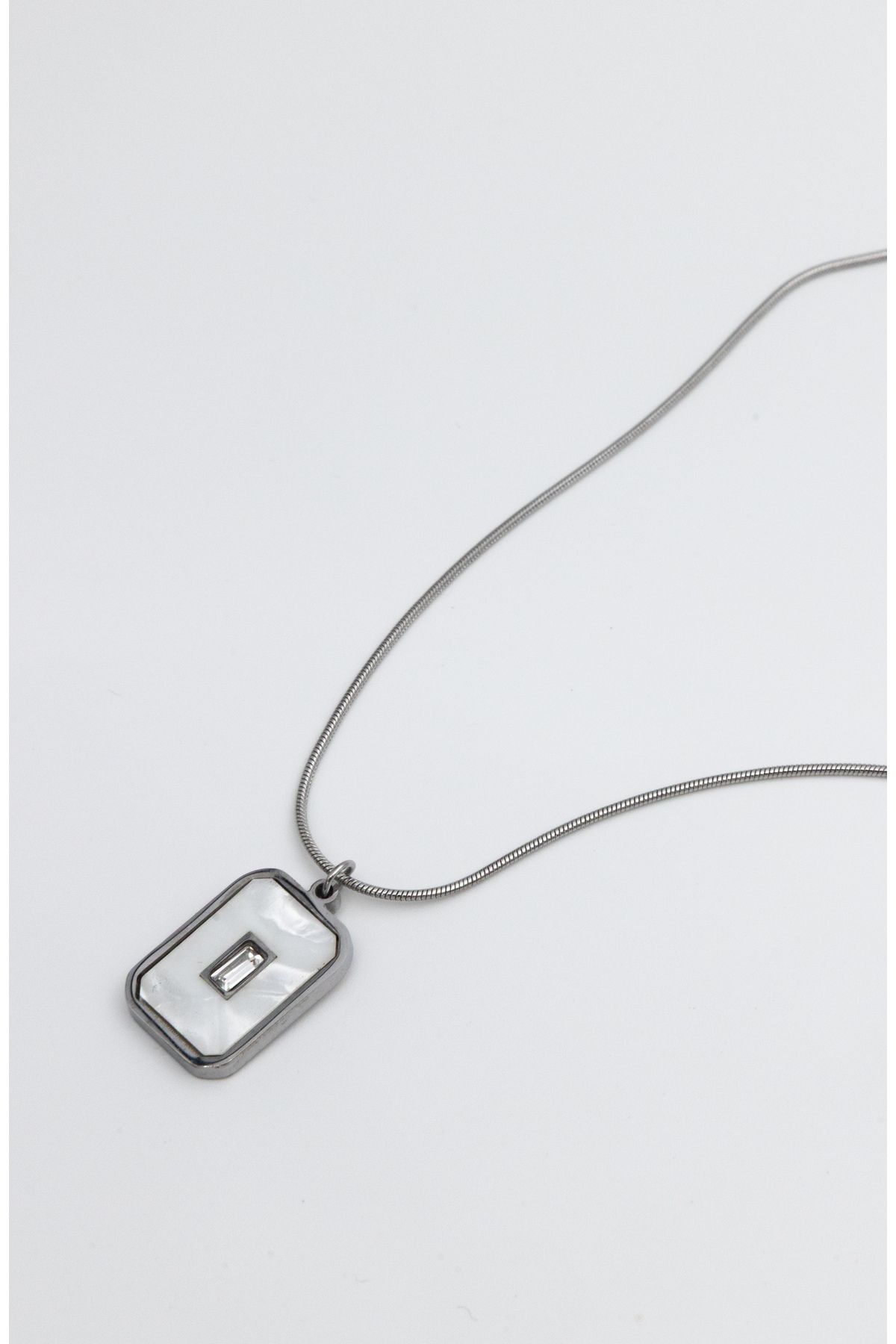 Limosse Jewelry Baquette Çelik Gümüş Kolye