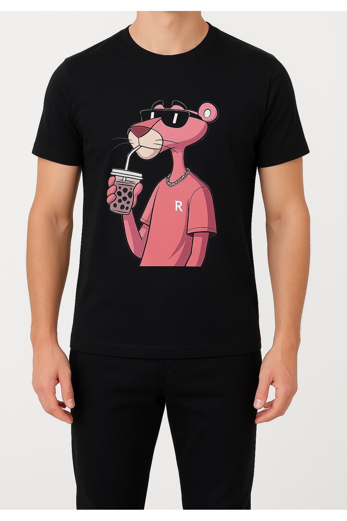 MİHALİÇ Bubble Tea Panter Tasarımlı Unisex T-Shirt