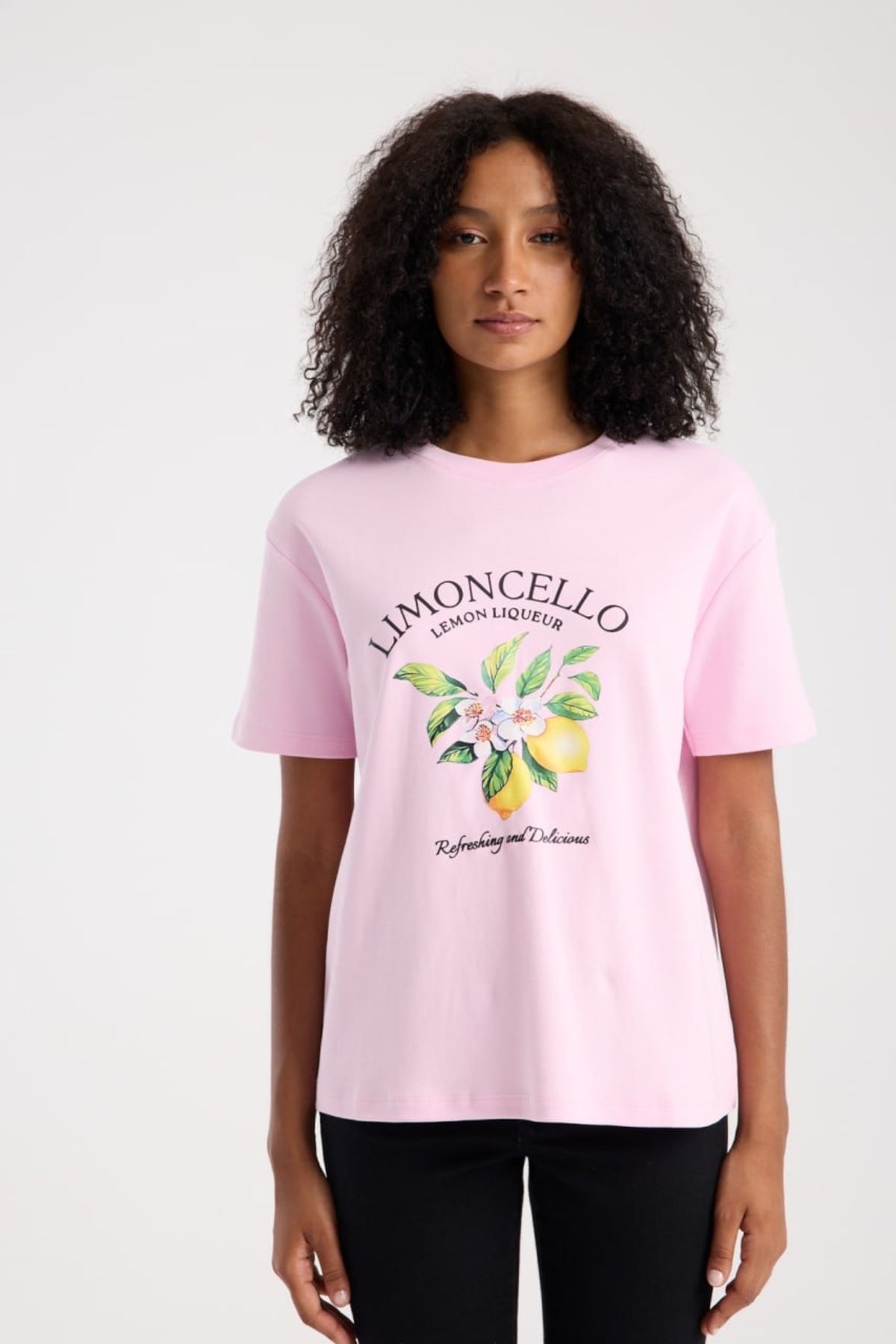 İLKCET MODA Limoncello Baskılı Oversize T-shirt