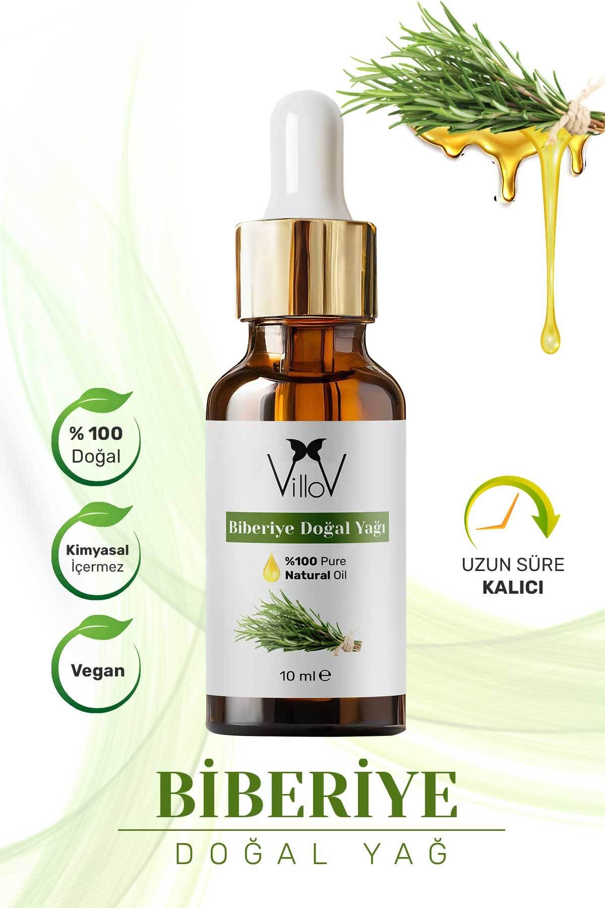 Villov Biberiye Uçucu Yağı Soğuk Sıkım %100 Saf ve Doğal Bitkisel Rosemary Essential Oil 10ml