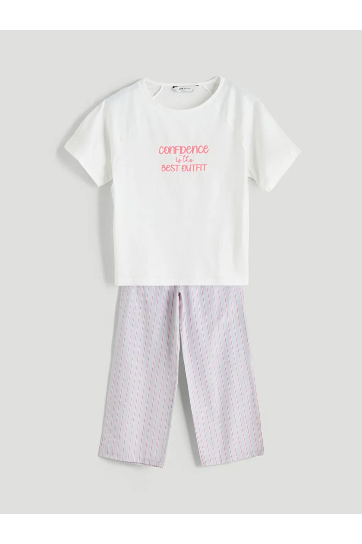 LC Waikiki LCW Young Mavi Bisiklet Yaka Nakışlı Kadın Pijama Takımı