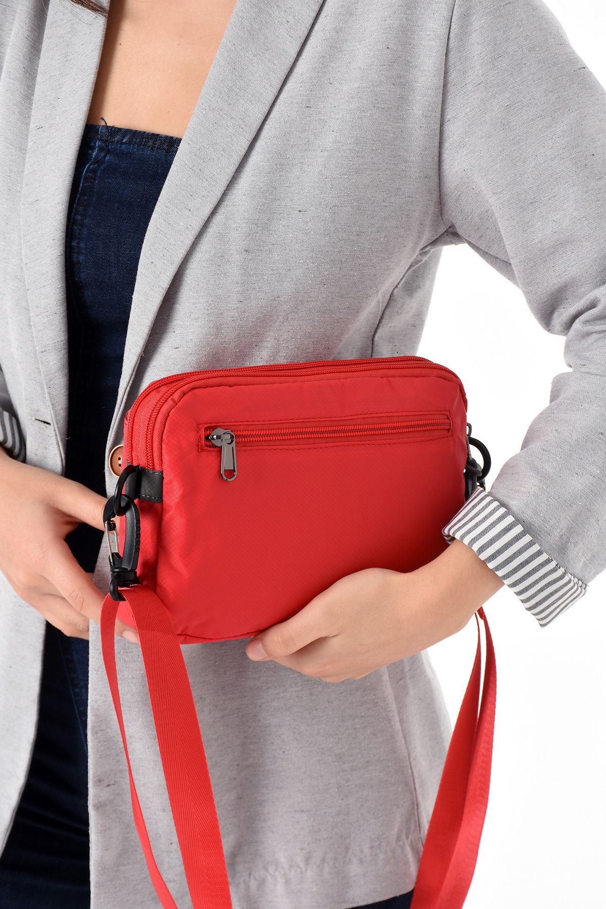 OLDSO-Sanmorris Women's 4 Compartment Parachute Fabric Adjustable Crossbody Bag 6012 4