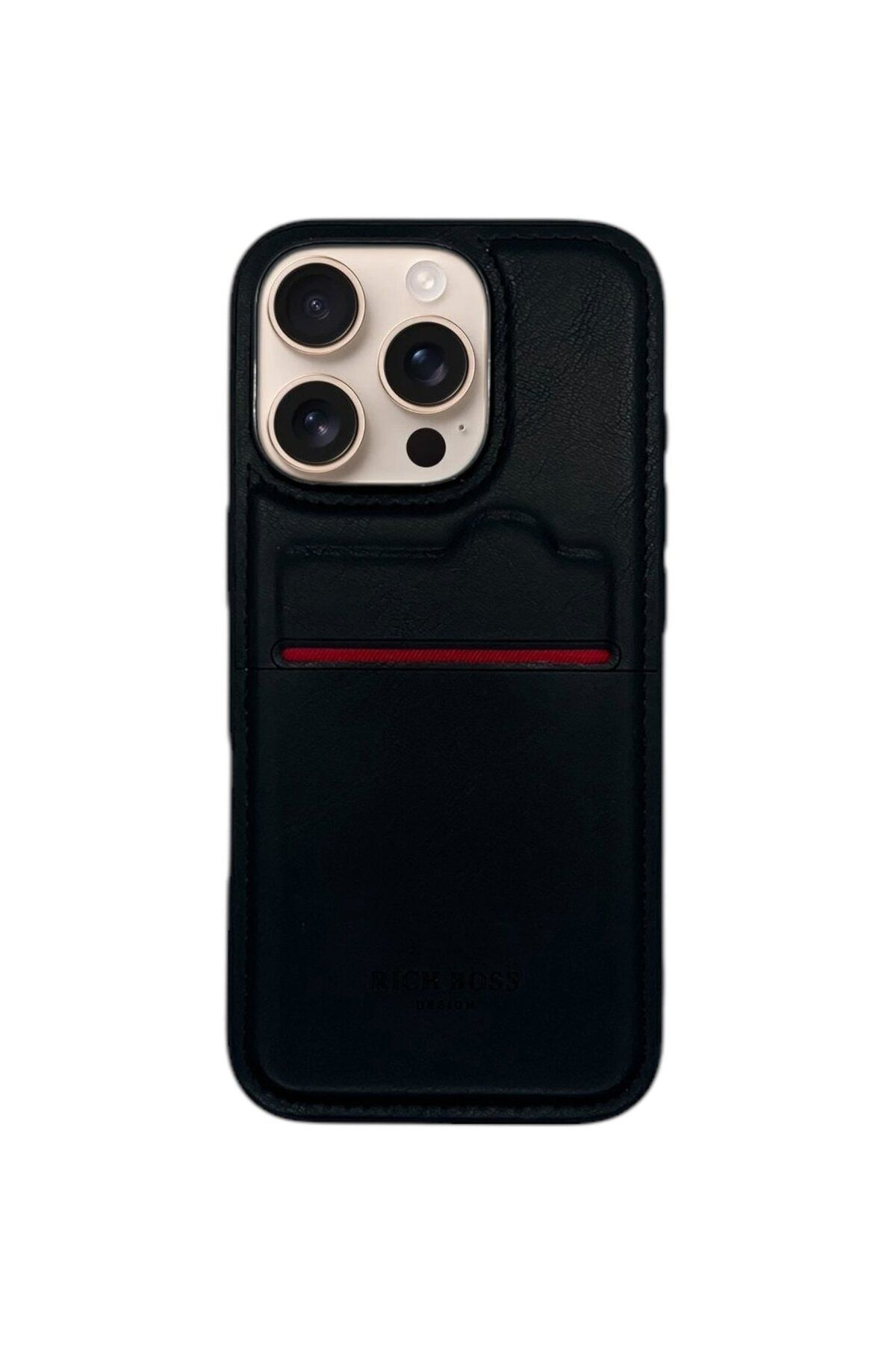 DESİNGSHOP Desingshop iPhone 16 Pro Max Kartlıklı Lüx Deri Kılıf Siyah