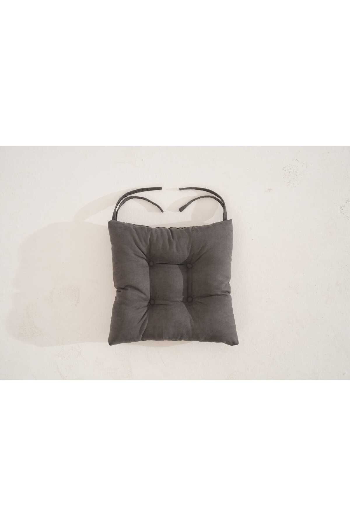UYKUPEREST 4’lü Pastello Sandalye Minderi – GRI – Bağcıklı, Slikon Dolgulu, Yıkanabilir – 40x40