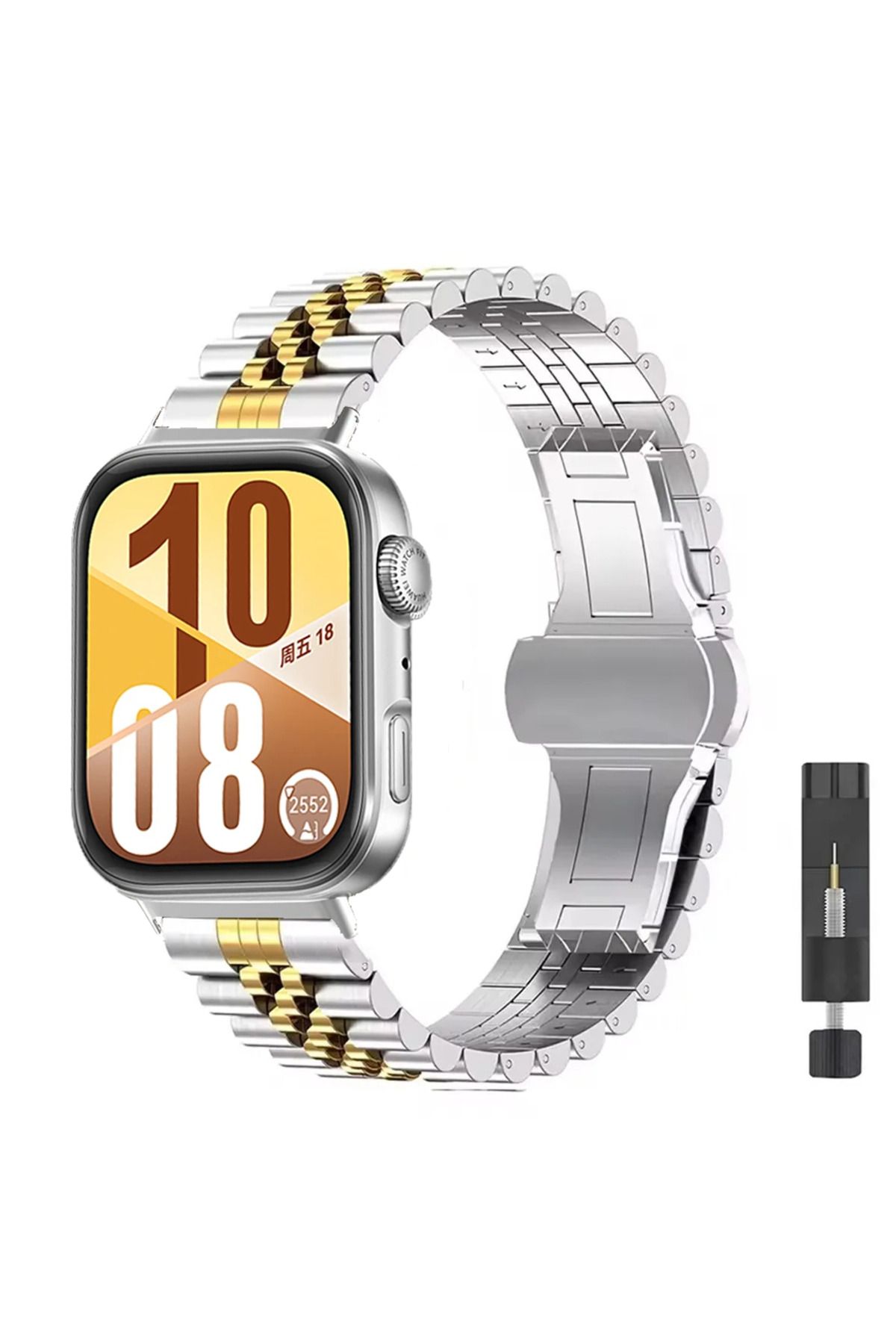 MMPSHOP Huawei Watch Fit 4 / Fit 4 Pro / Fit 3 Uyumlu Paslanmaz Çelik Akıllı Saat Kordonu