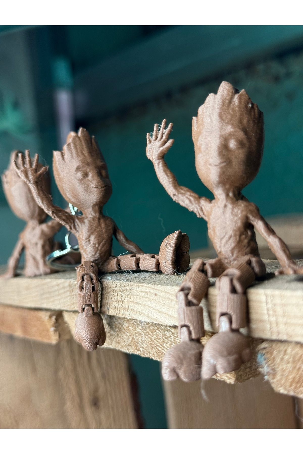 Chamelon Studio Groot Anahtarlık 3’lü Set – Hareketli Eklemli 3D Charm Biblo Figür Hediyelik