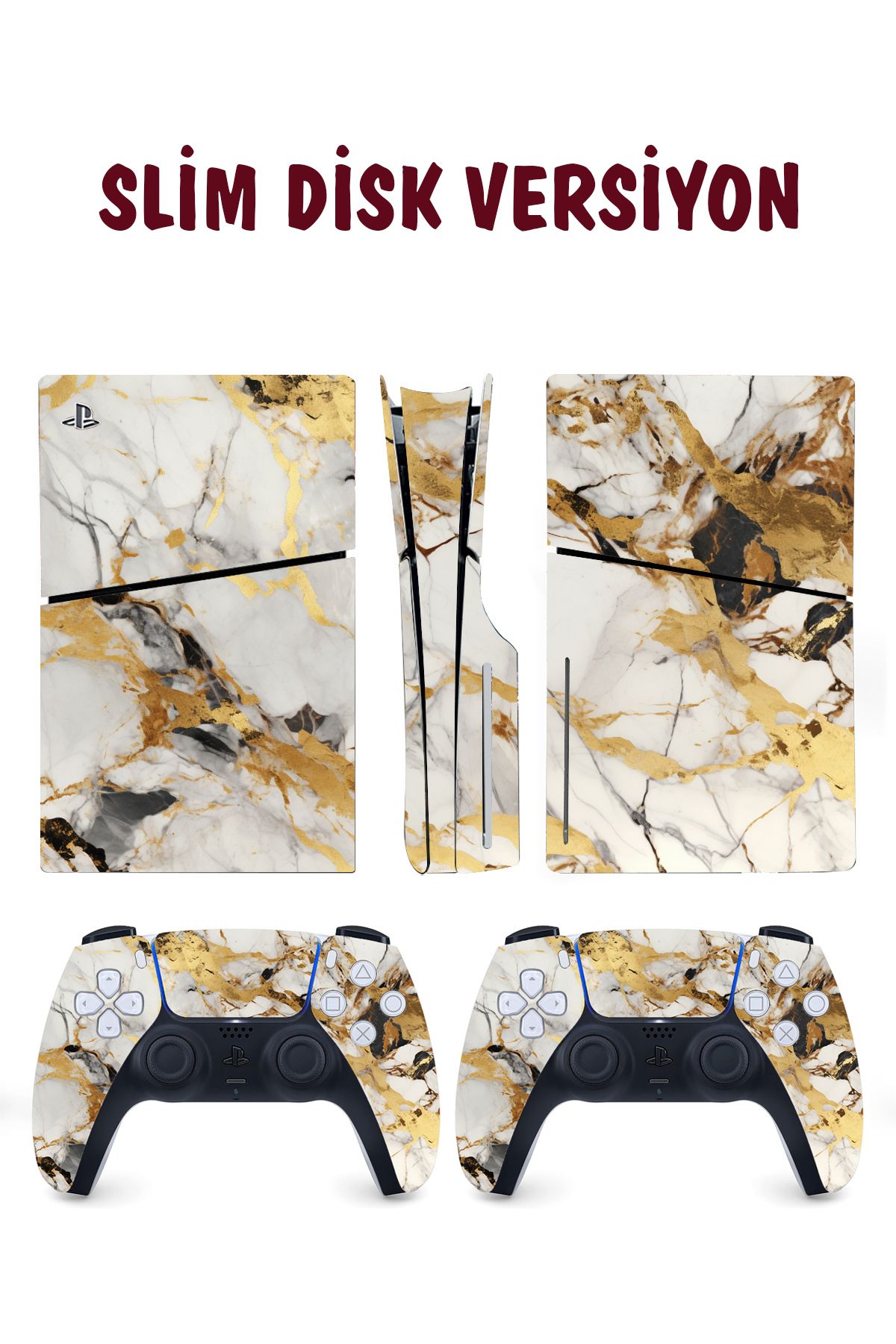 KT Decor Granit Gold Mermer Playstation 5 Full Sticker Kaplama Seti