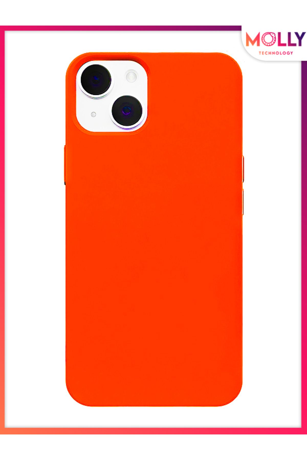 Molly iPhone 13 İçin Neon Turuncu Liquid İçi Kadife Silikon Kılıf