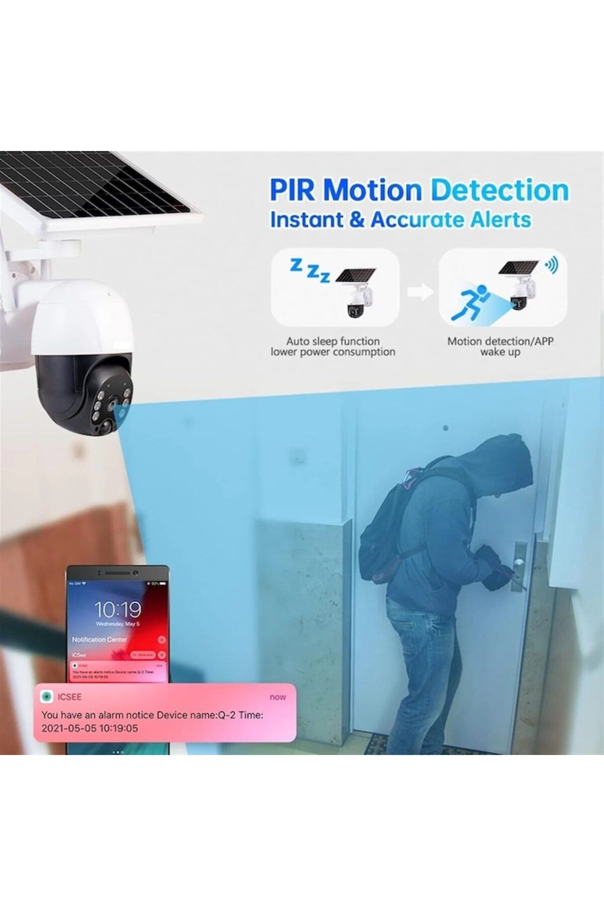 OEM-4G Solar Surveillance Camera 5MP, 355° Rotation, IP66, Night Vision, Outdoor, Infrared 3
