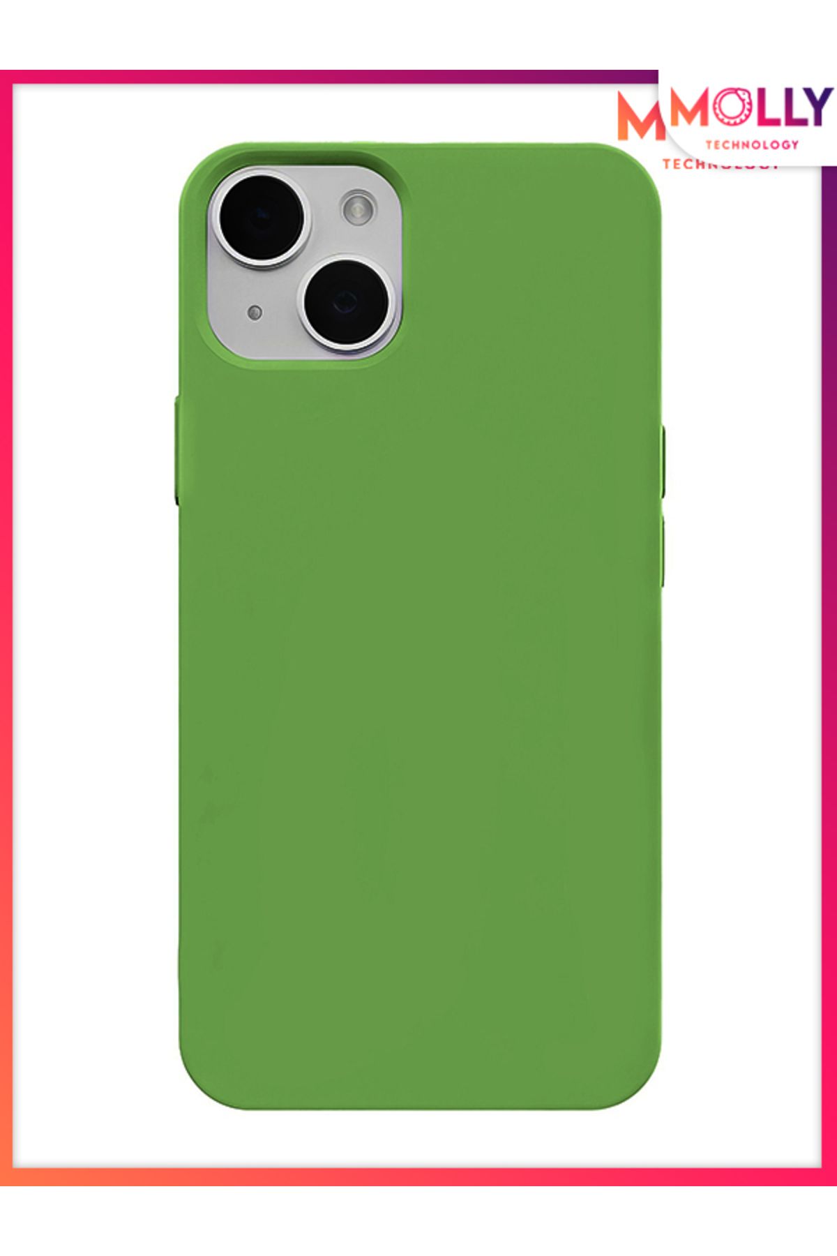 Molly iPhone 13 İçin Matcha Yeşili Liquid İçi Kadife Silikon Kılıf